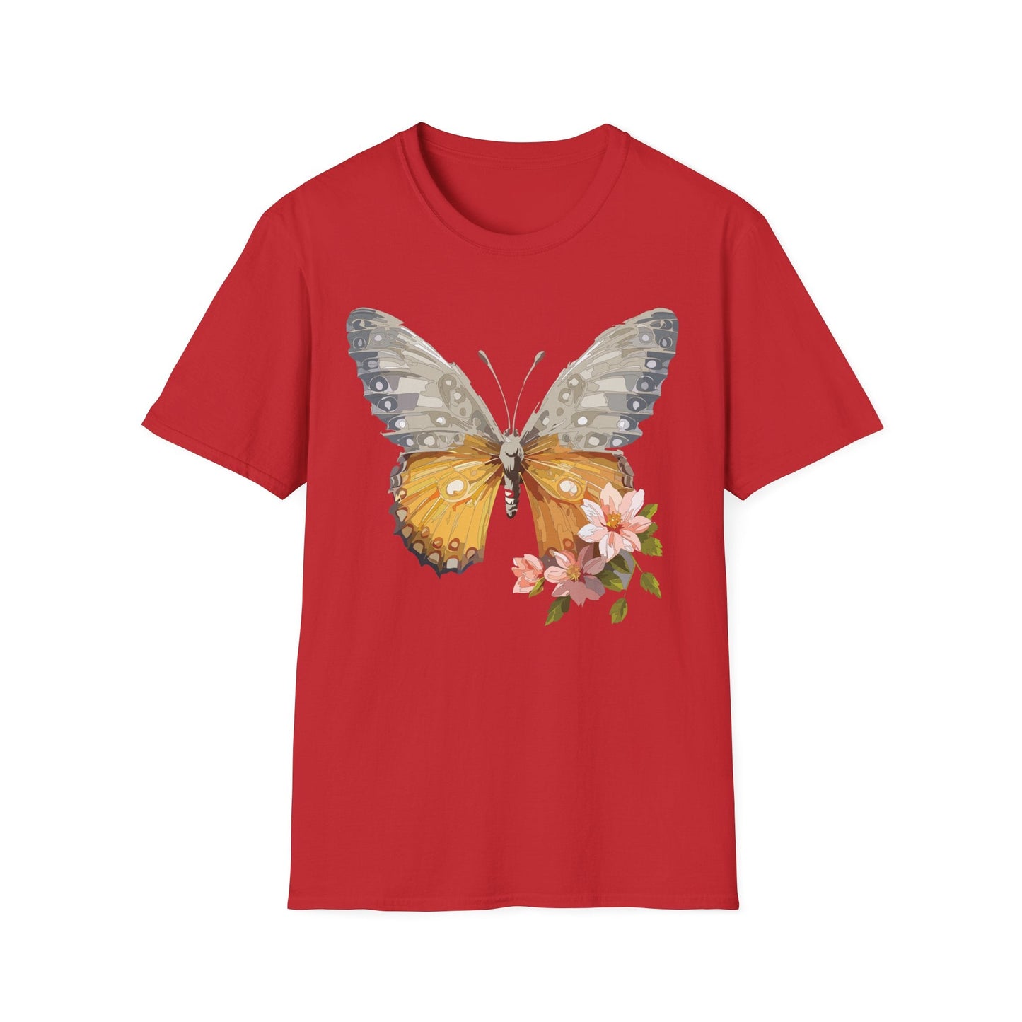 Unisex Butterfly T Shirt Monarch Print Softstyle Cotton Tee Gildan 64000 Lightweight Comfort