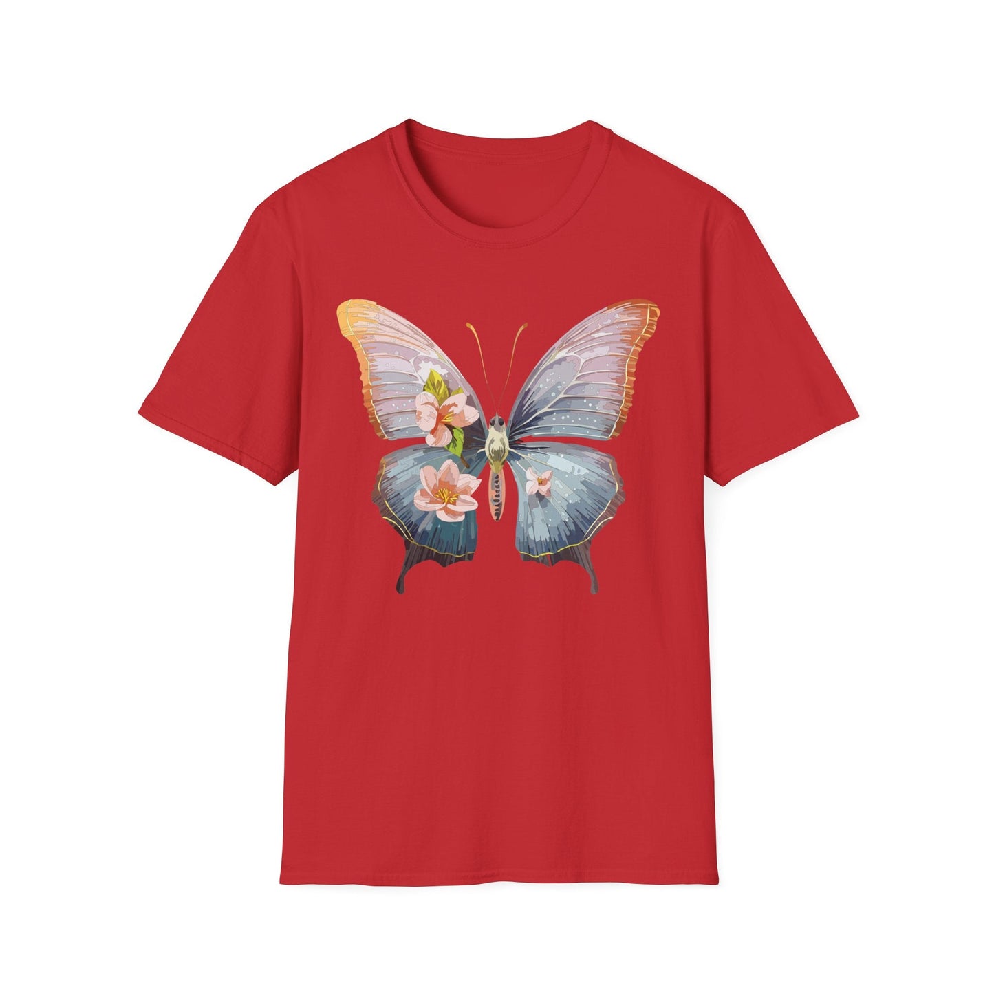 Butterfly Print T Shirt For Men Women Unisex Monarch Design Softstyle Cotton Tee