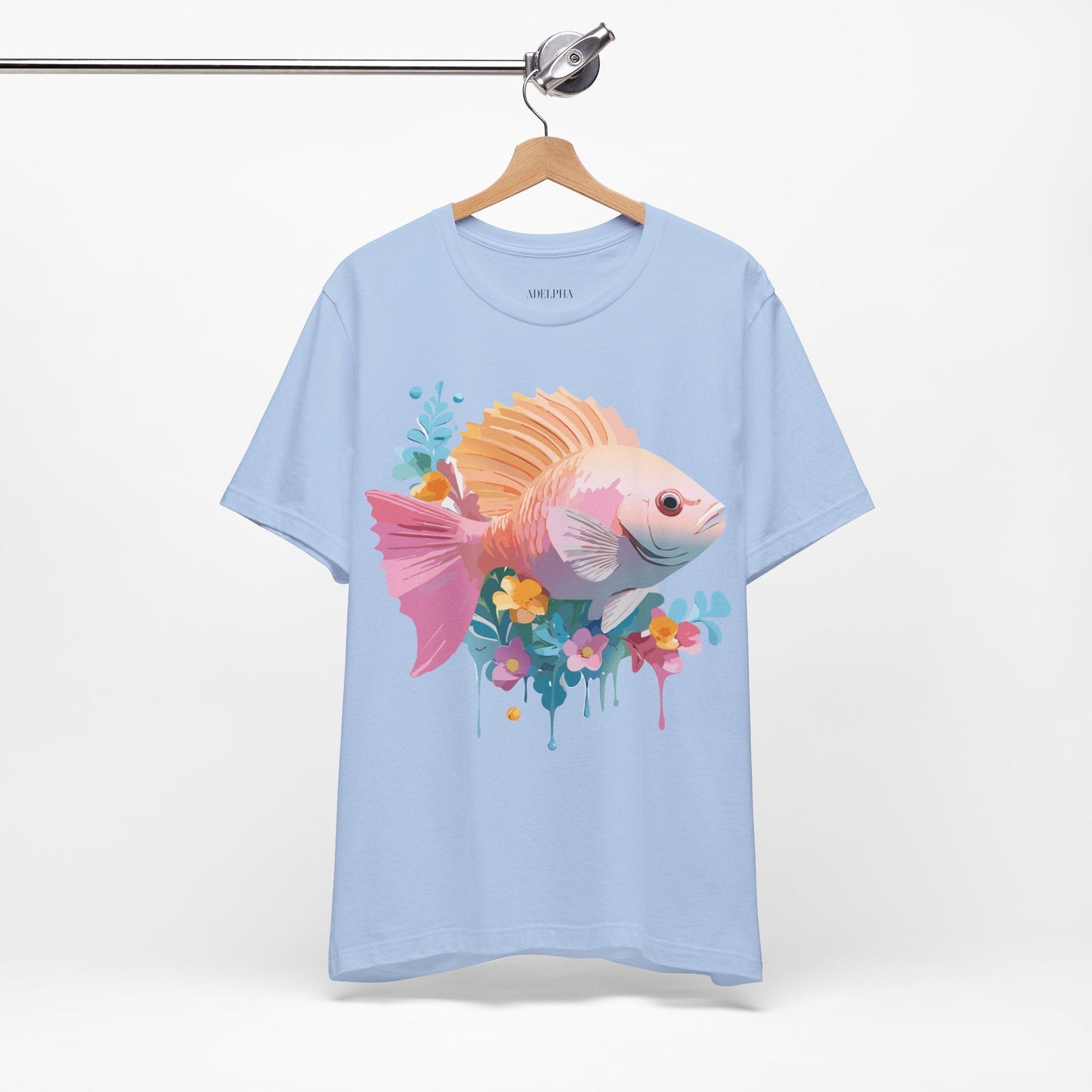 Adelpha Fish Shirt Unisex Graphic Tee With Vintage Inspired Artwork Short Sleeve