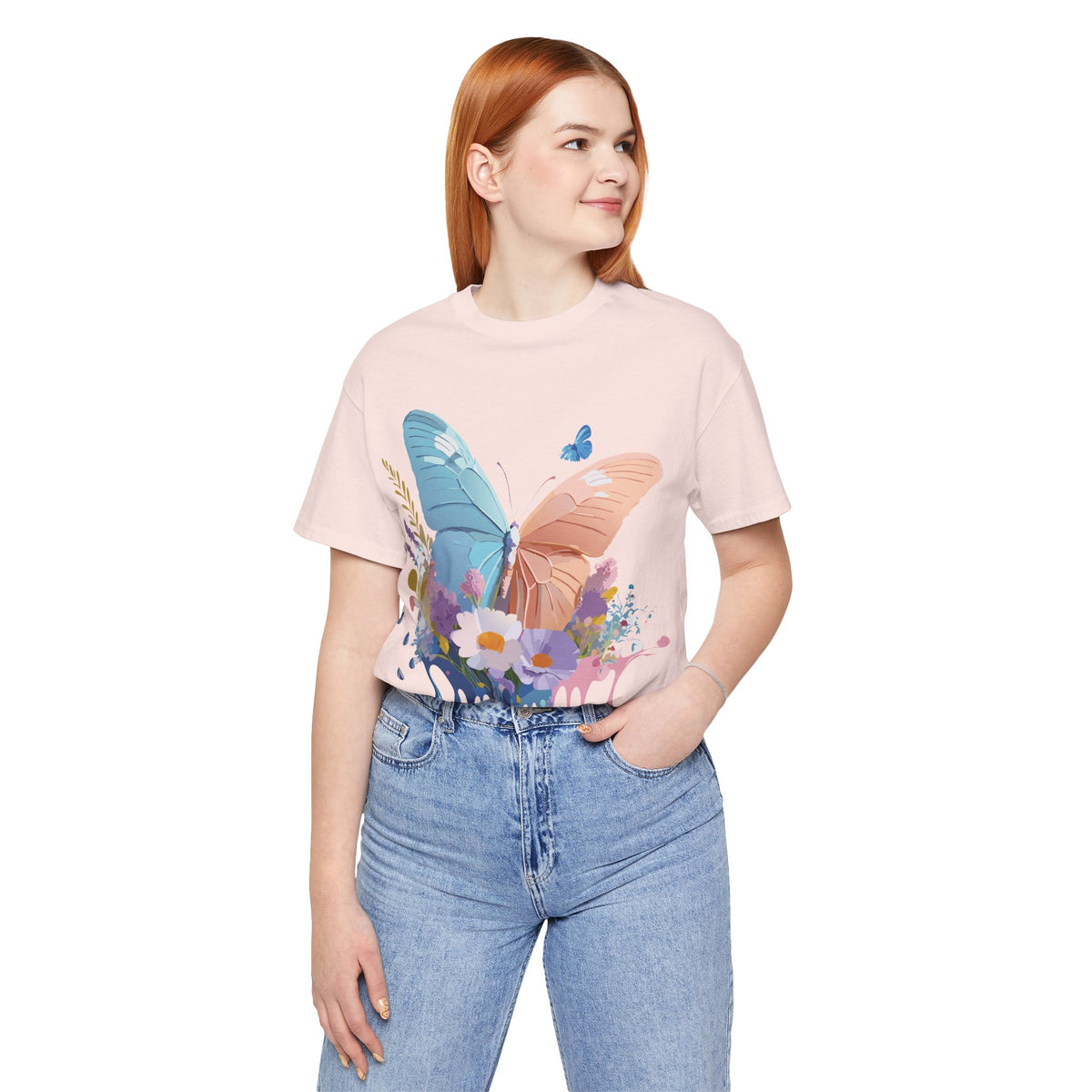 Butterfly Graphic Unisex Cotton Bella+Canvas Tee with Art Design n25