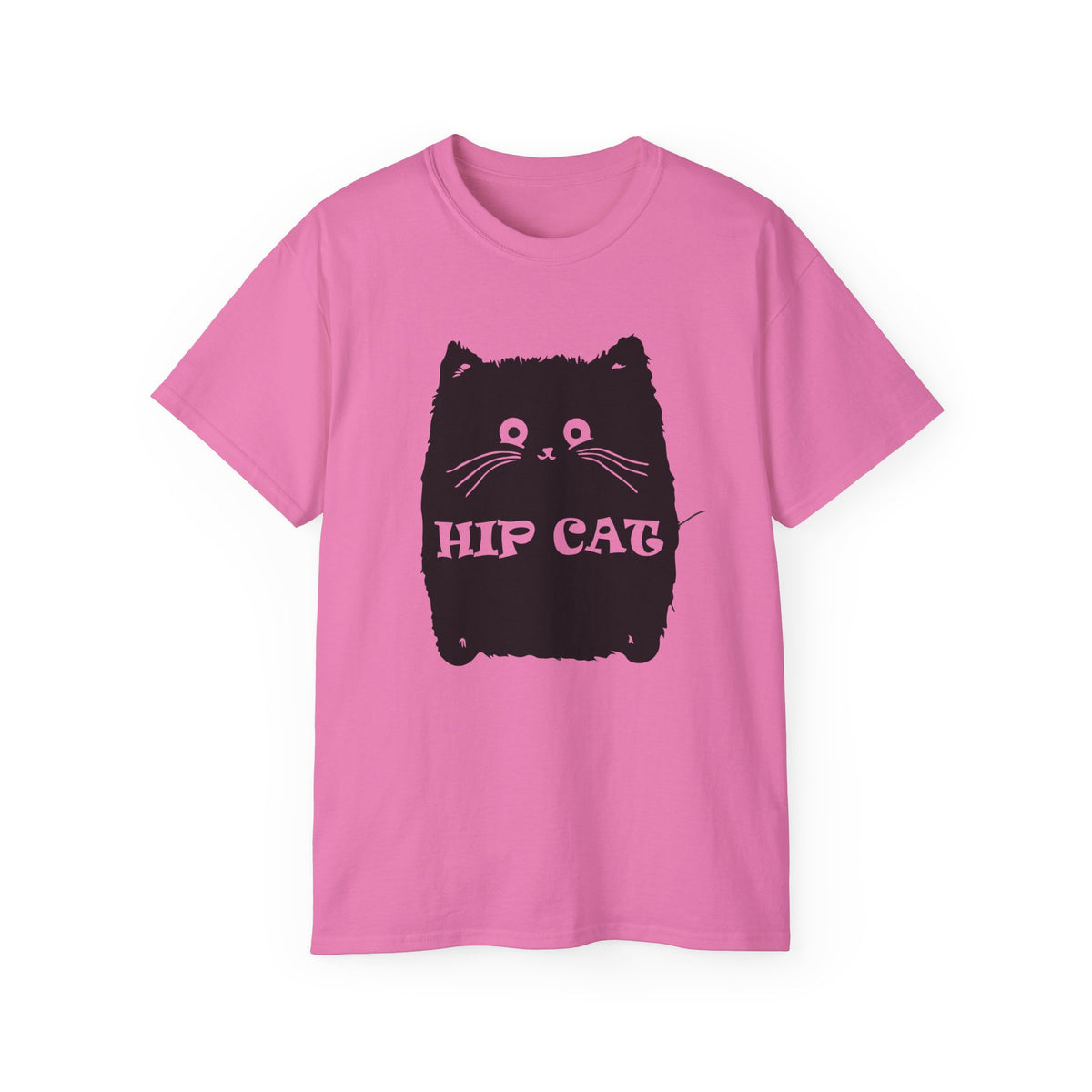 Hip Cat Graphic Tee | Cute Black Cat Illustration, Retro Typography