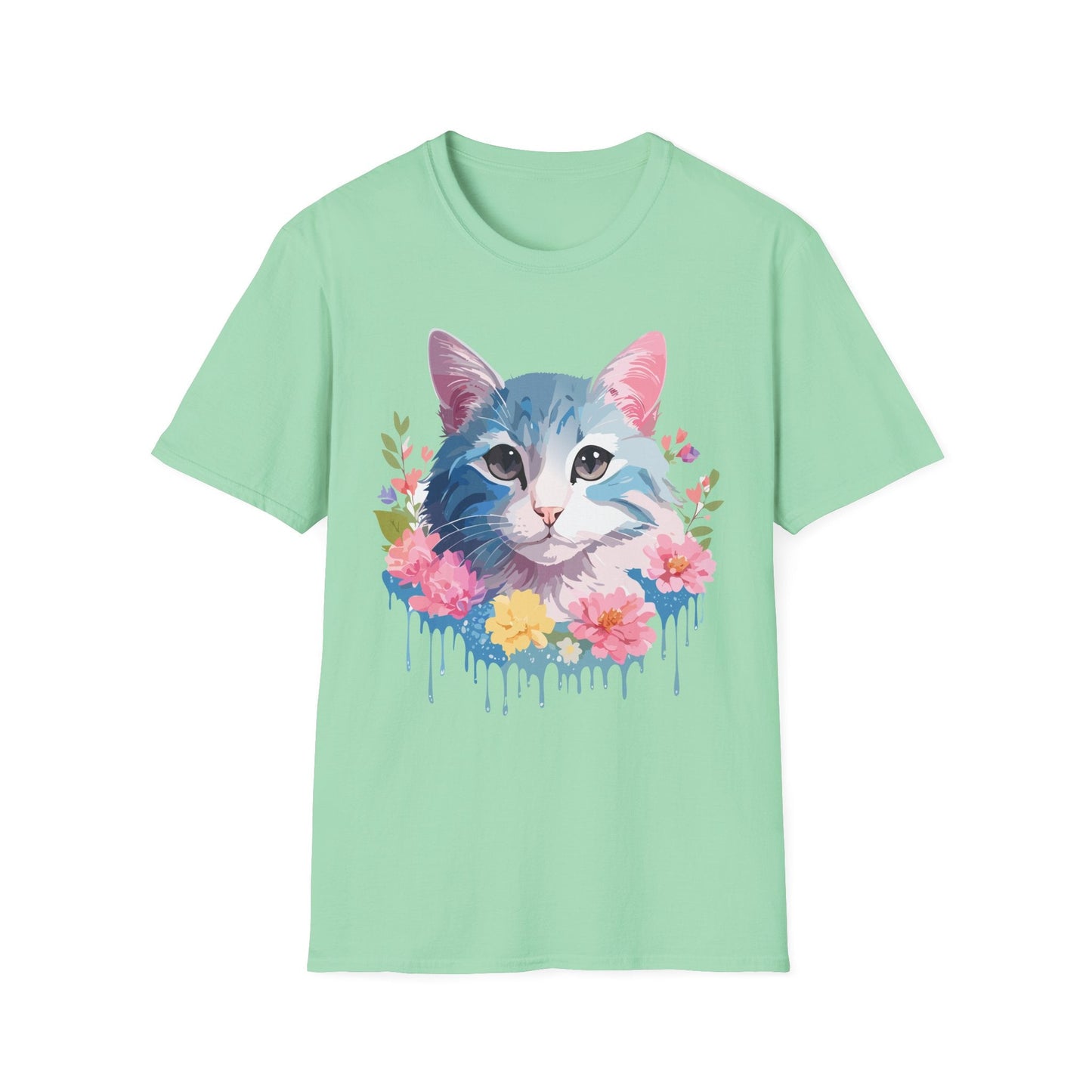 Cat Shirt Unisex Cat Tee Kitten Print Gildan Softstyle 64000