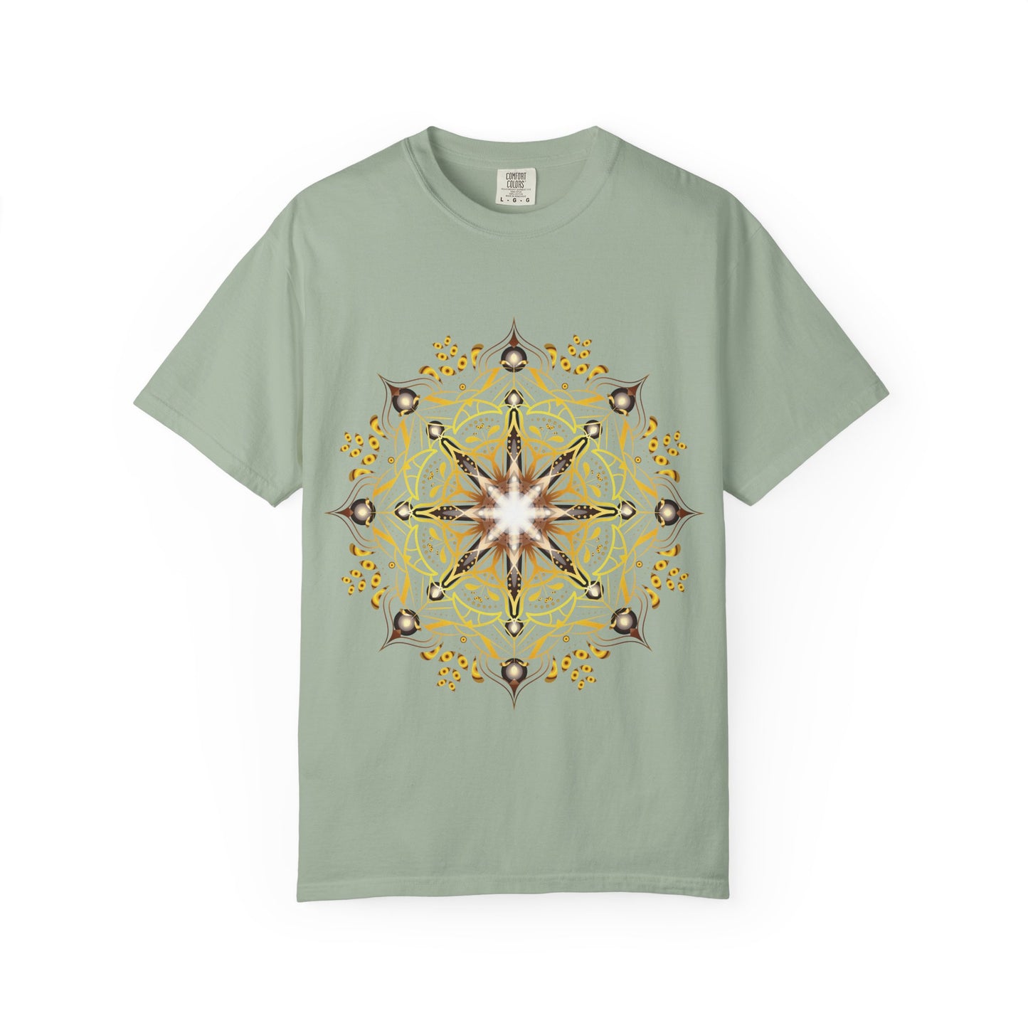 Unisex Garment Dyed Cotton T-Shirt with Mandala Graphic Design