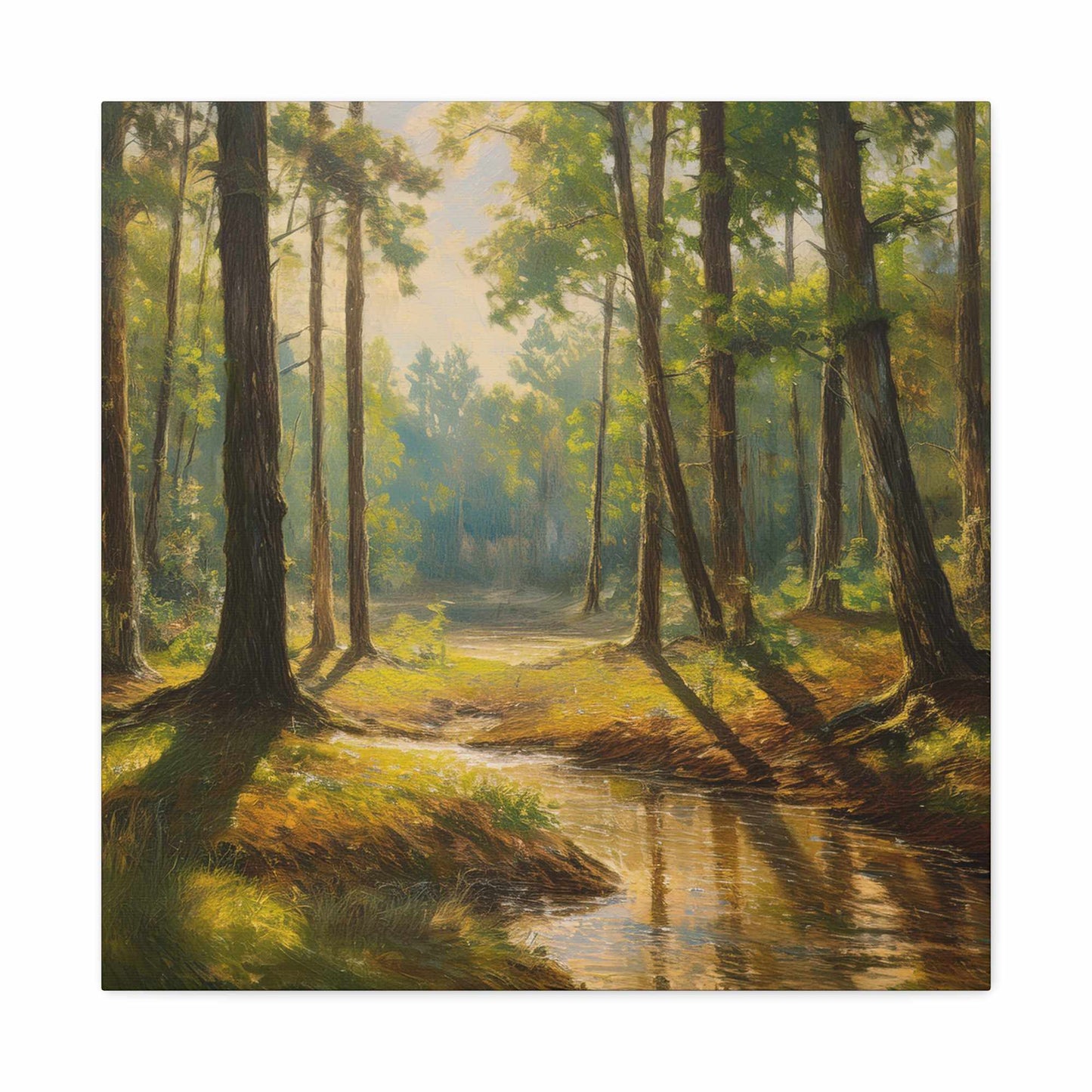 Forest Print Canvas, Trees Oil Paint Print 20x20, 24x24, 30x30, 32x32, 36x36 Art Design Print Pine-Wood Inner Frame MC-72