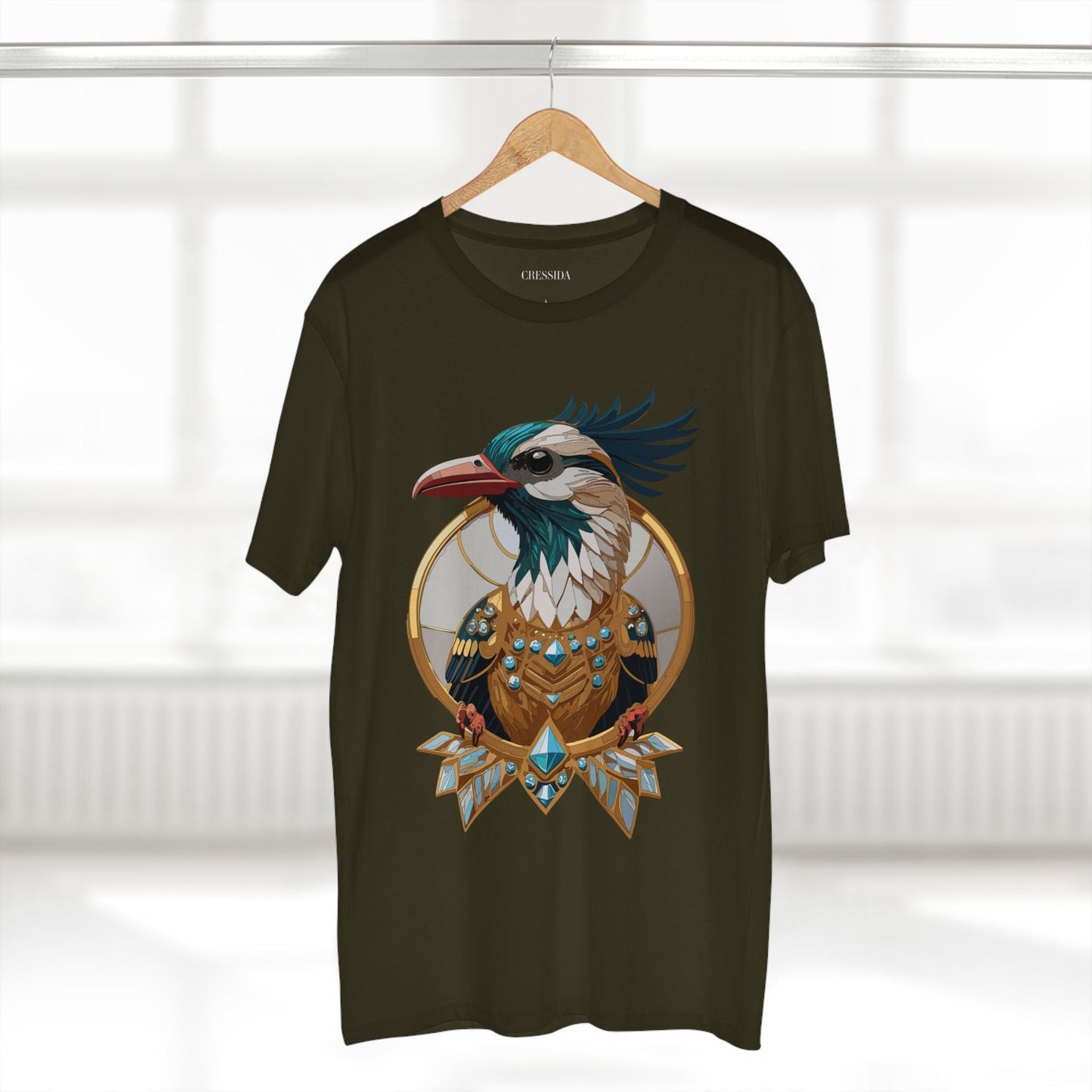 Bird Graphic Unisex 100 Cotton Tee With Unique Animal Golden Medallion Art Design 19