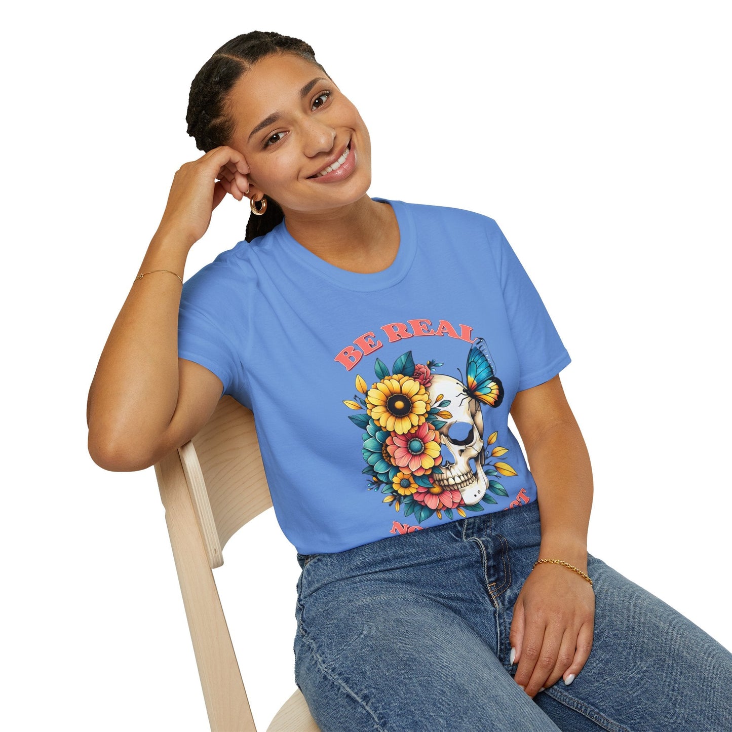 Gildan Skull Tee Shirt Unisex Skeleton Print Tee 100 Percent Ring Spun Cotton Softstyle