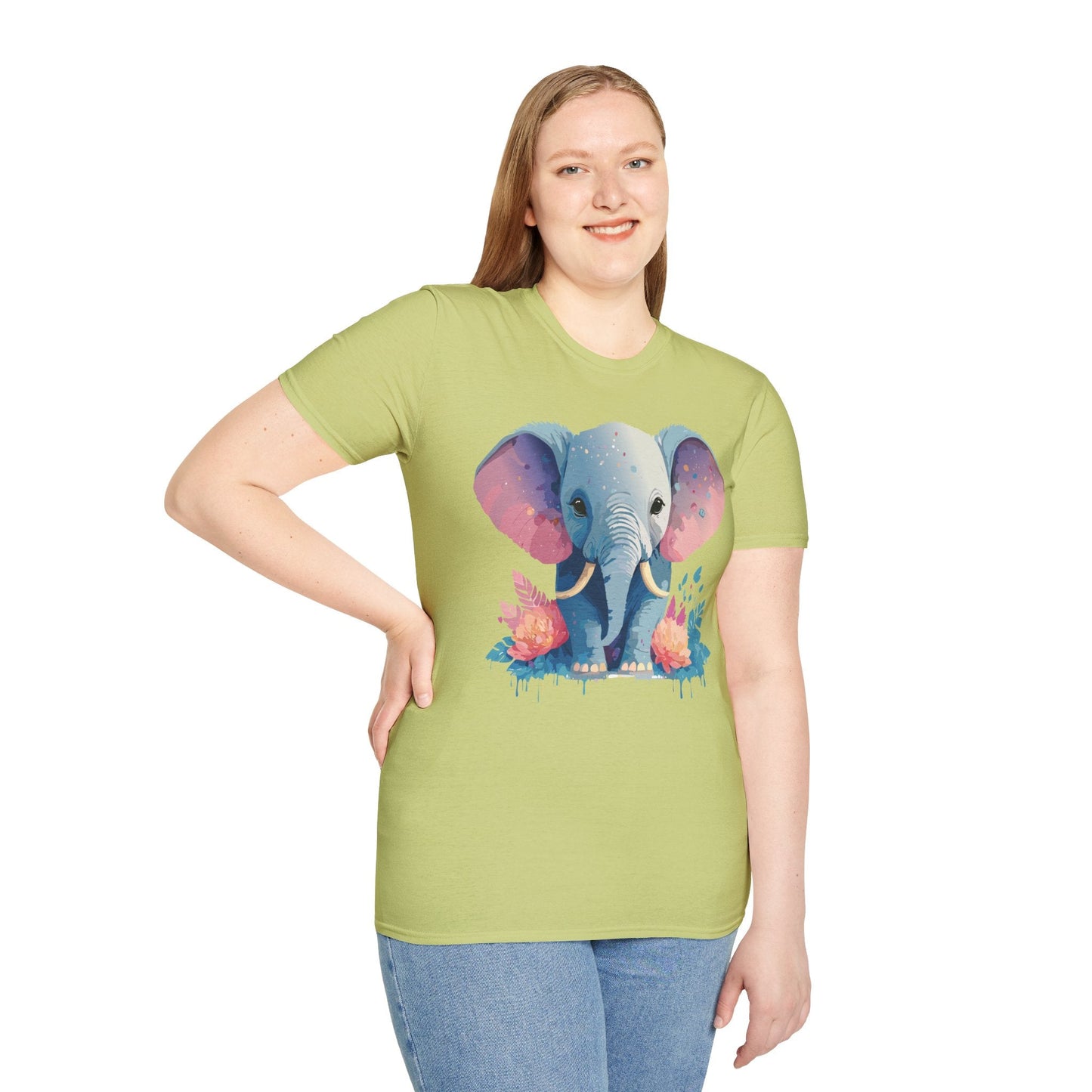 Elephant T Shirt For Adults Unisex Gildan Softstyle 64000 100 Percent Ring Spun Cotton Tee