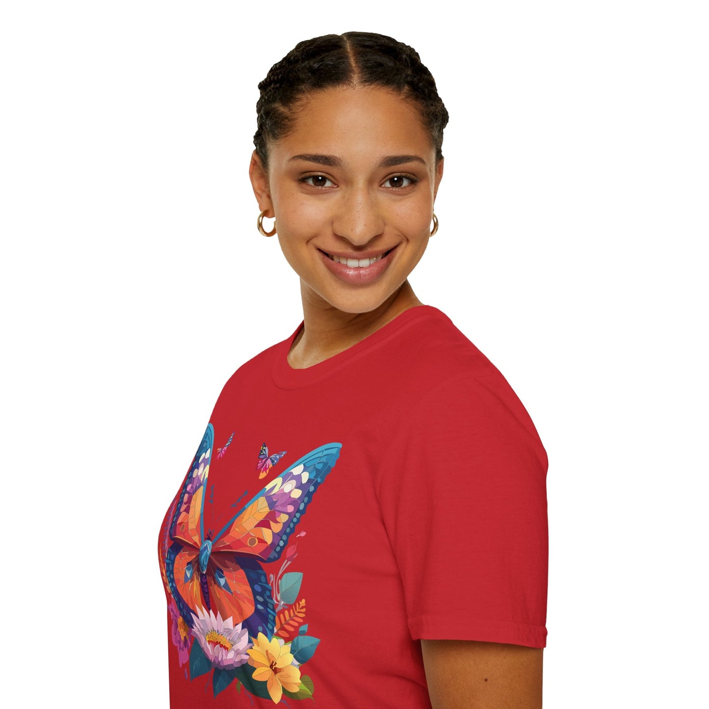 Butterfly Print Unisex T Shirt Softstyle 64000 Monarch Butterfly Themed Tee Ring Spun Cotton
