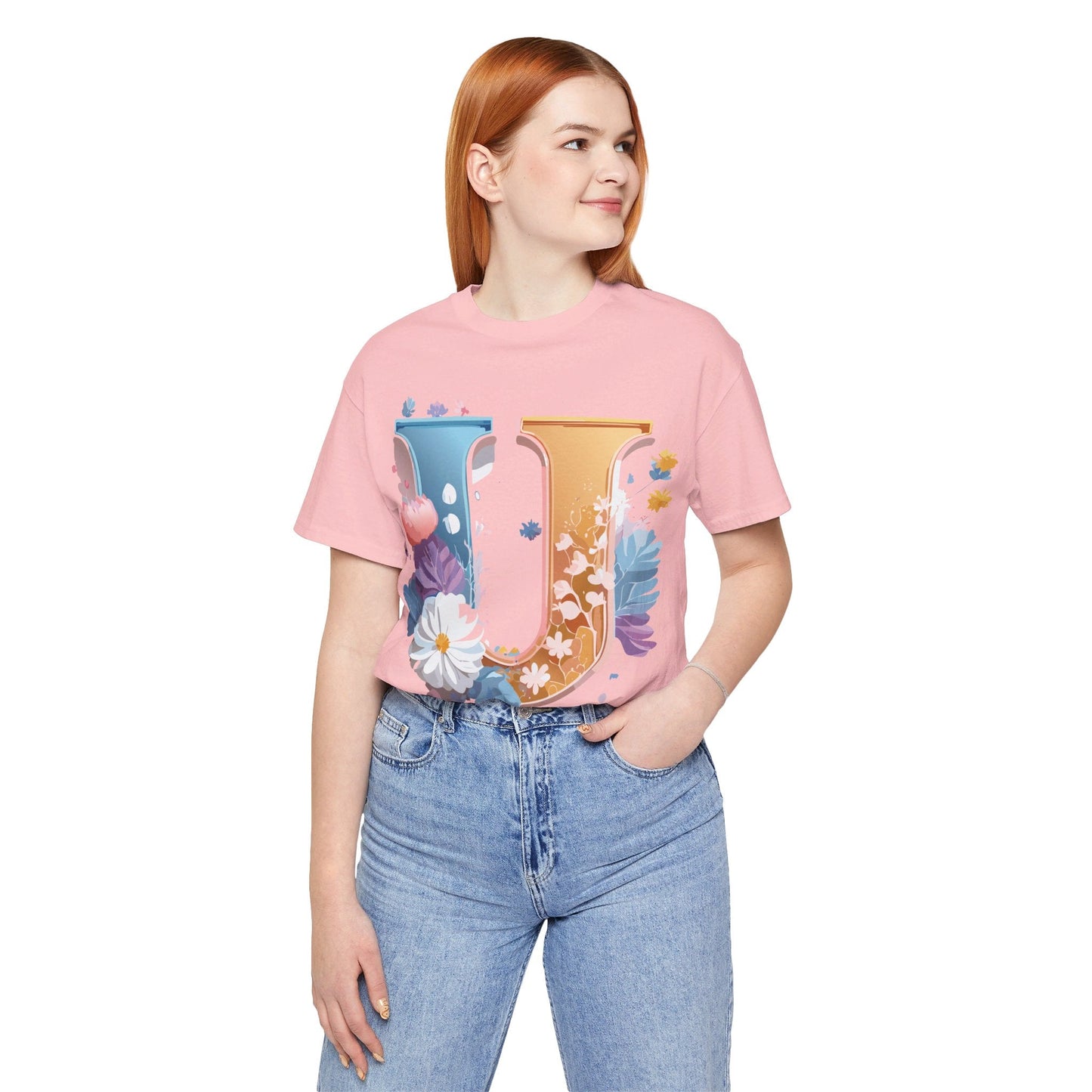 Letter U Shirt Graphic Tee Unisex Vintage Inspired Adelpha Artwork Premium Short Sleeve