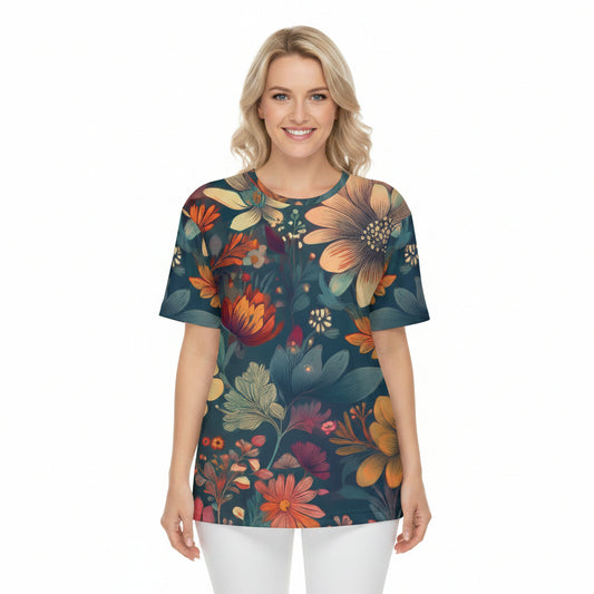 Unisex Poly T-Shirt with Floral Print