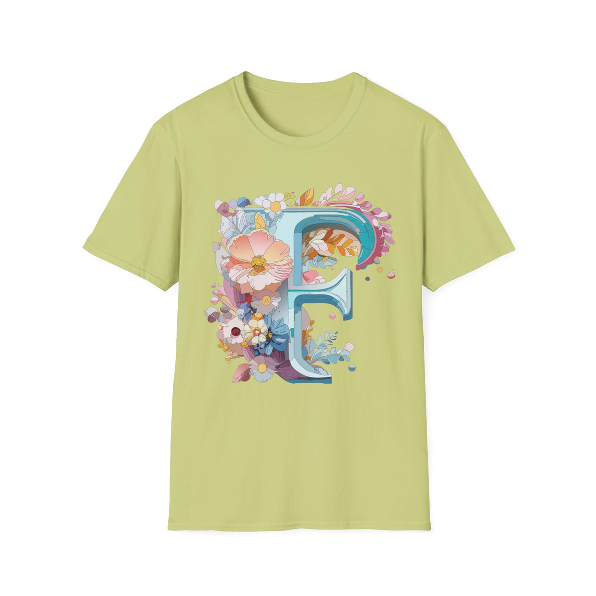Floral Letter F T-Shirt | Botanical Monogram Tee, Initial F Shirt