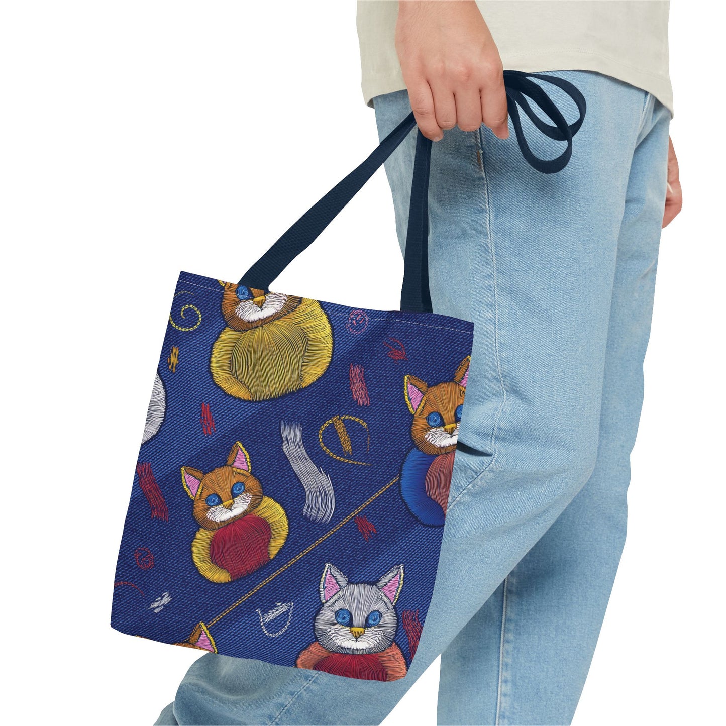 Denim Fabric Imitation Print Unisex Canvas Bag Poly Spun 3 Sizes Tote Bag 190-7