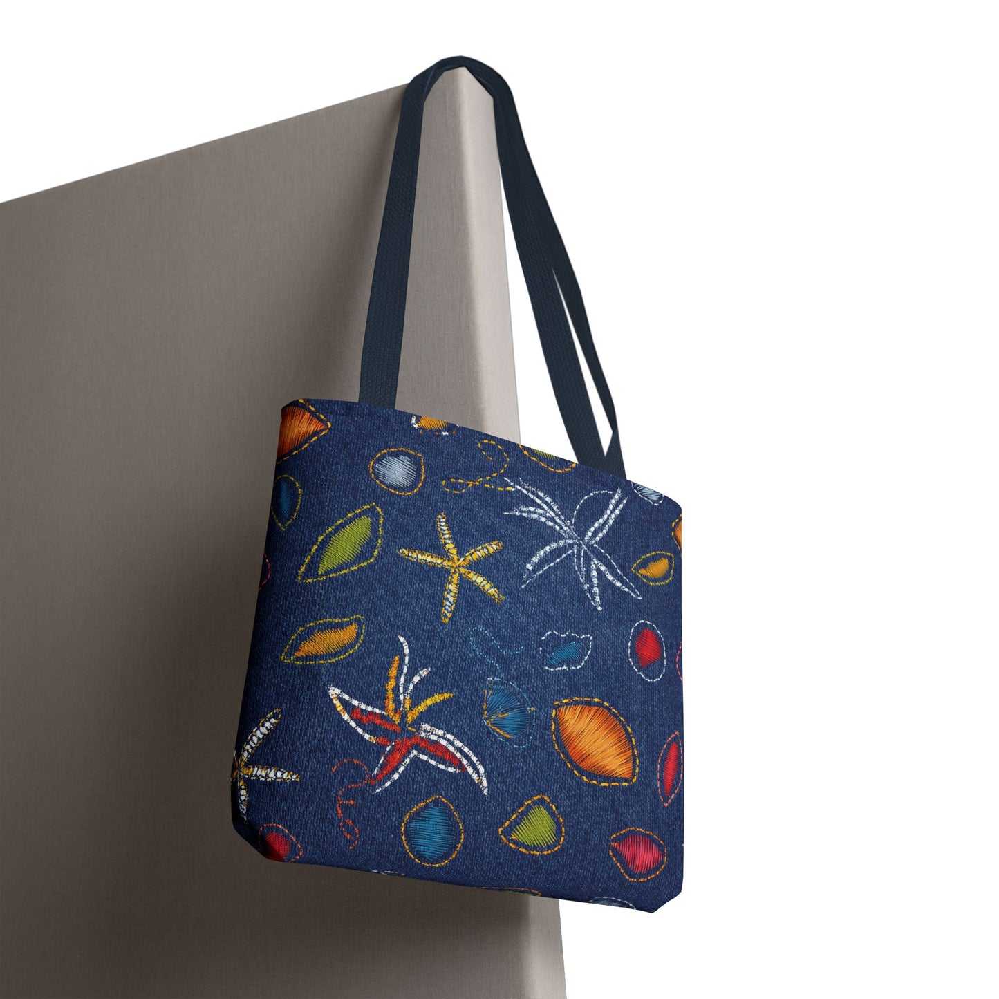 Denim Fabric Imitation Print Unisex Canvas Bag Poly Spun 3 Sizes Tote Bag 182-4