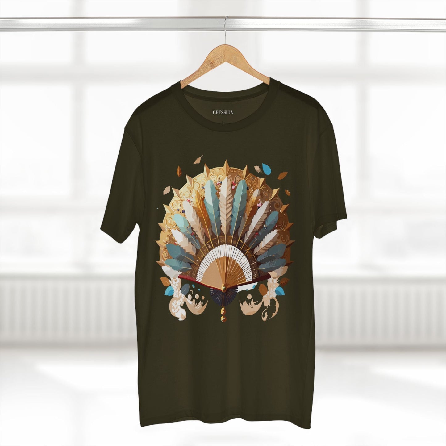 Antique Fan Graphic Design T-Shirt Unisex 100 Cotton Floral Carnival Artwork Tee 7