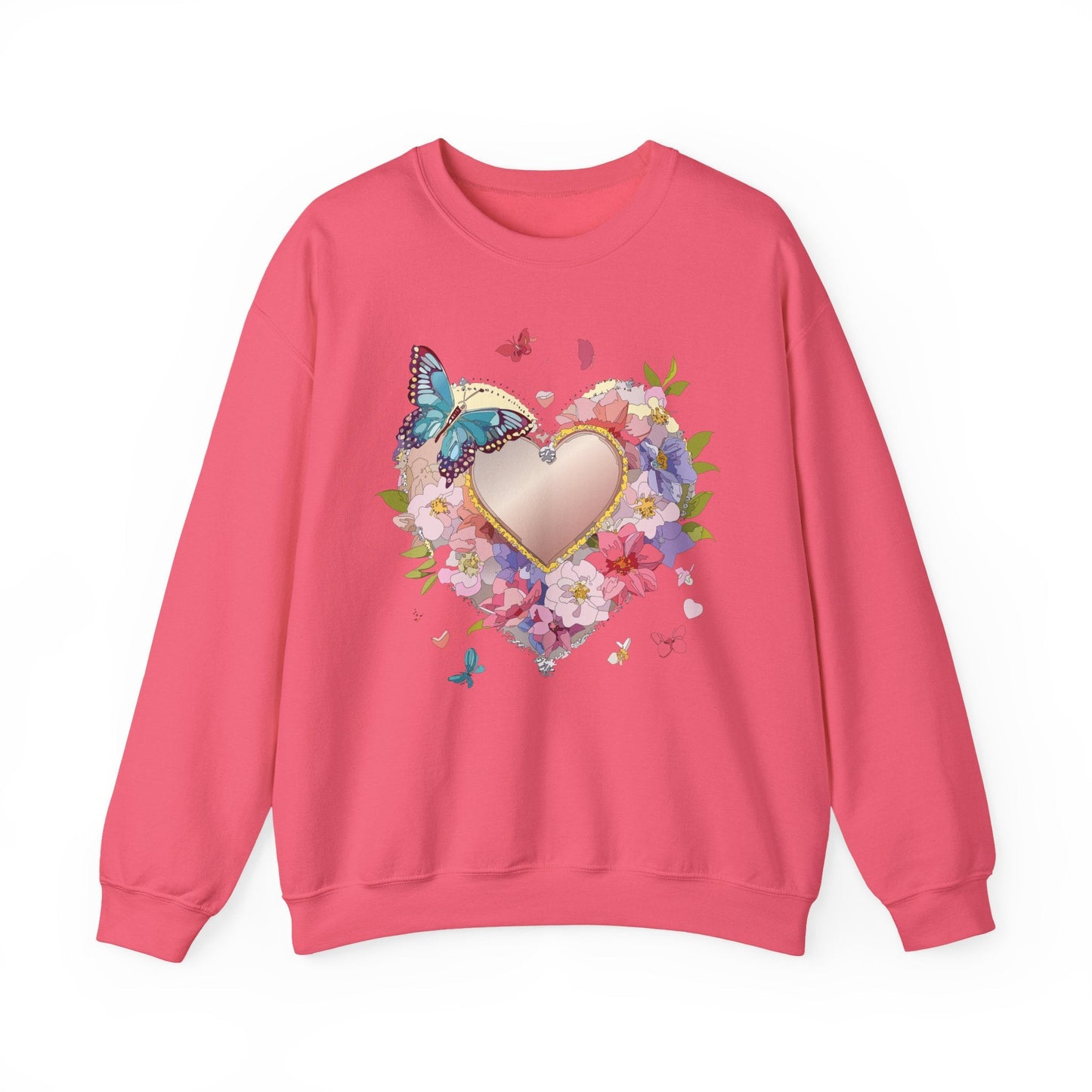 Unisex Floral Heart Sweatshirt Floral Love Sweatshirt Valentines Day Sweatshirt Heart Floral Design
