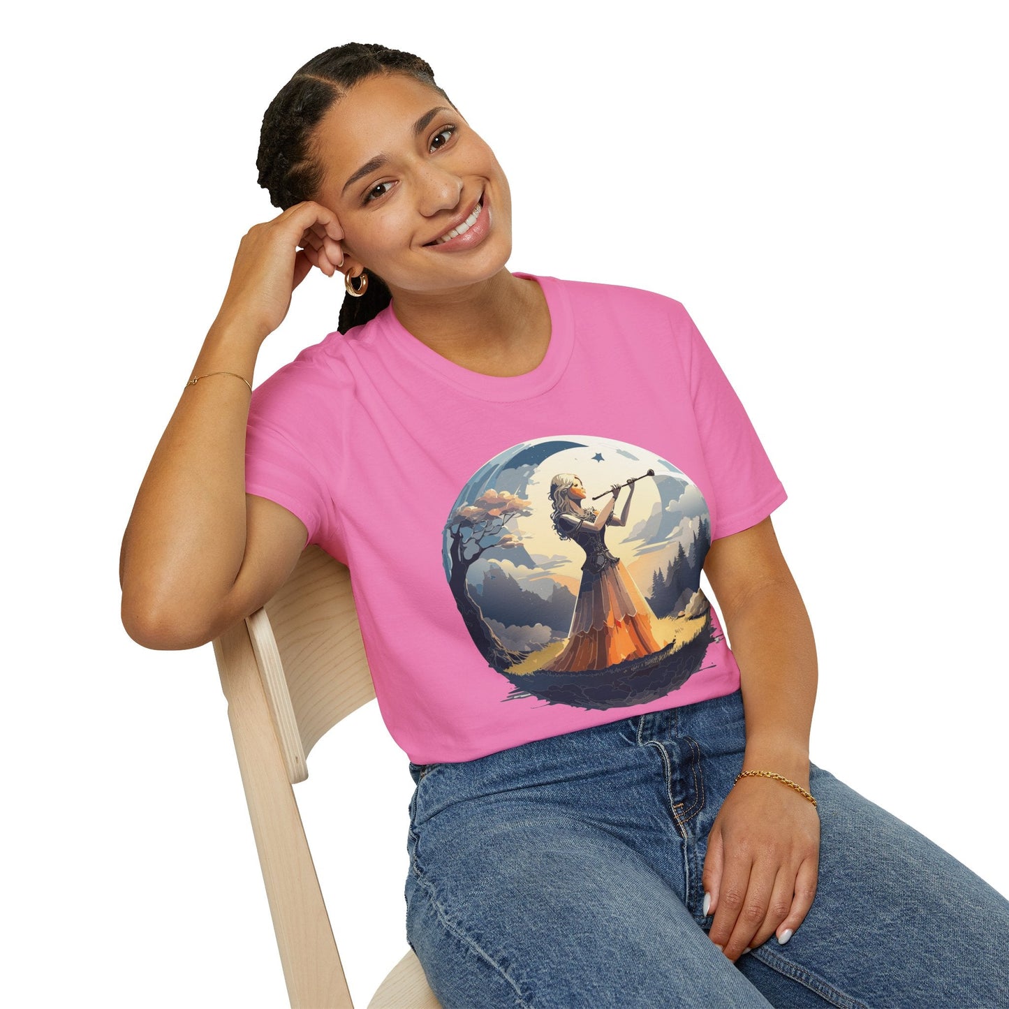 Unisex Softstyle Graphic T Shirt 100 Percent Ring Spun Cotton Art Design Tee For Women