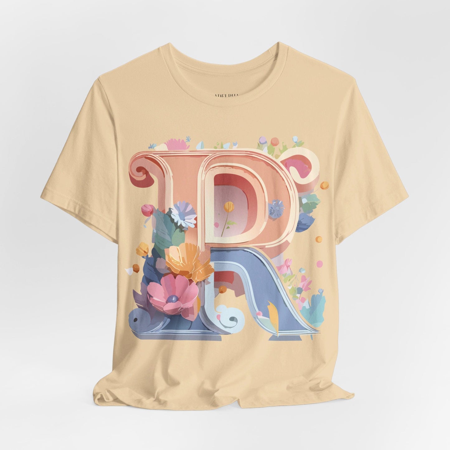 Letter R  Graphic Tee Unisex Short Sleeve Vintage Art Design Tee