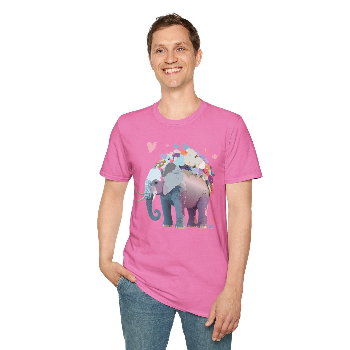 Elephant Graphic T Shirt Unisex Cotton Softstyle Tee Gildan 64000 Elephant Design For Animal Lovers