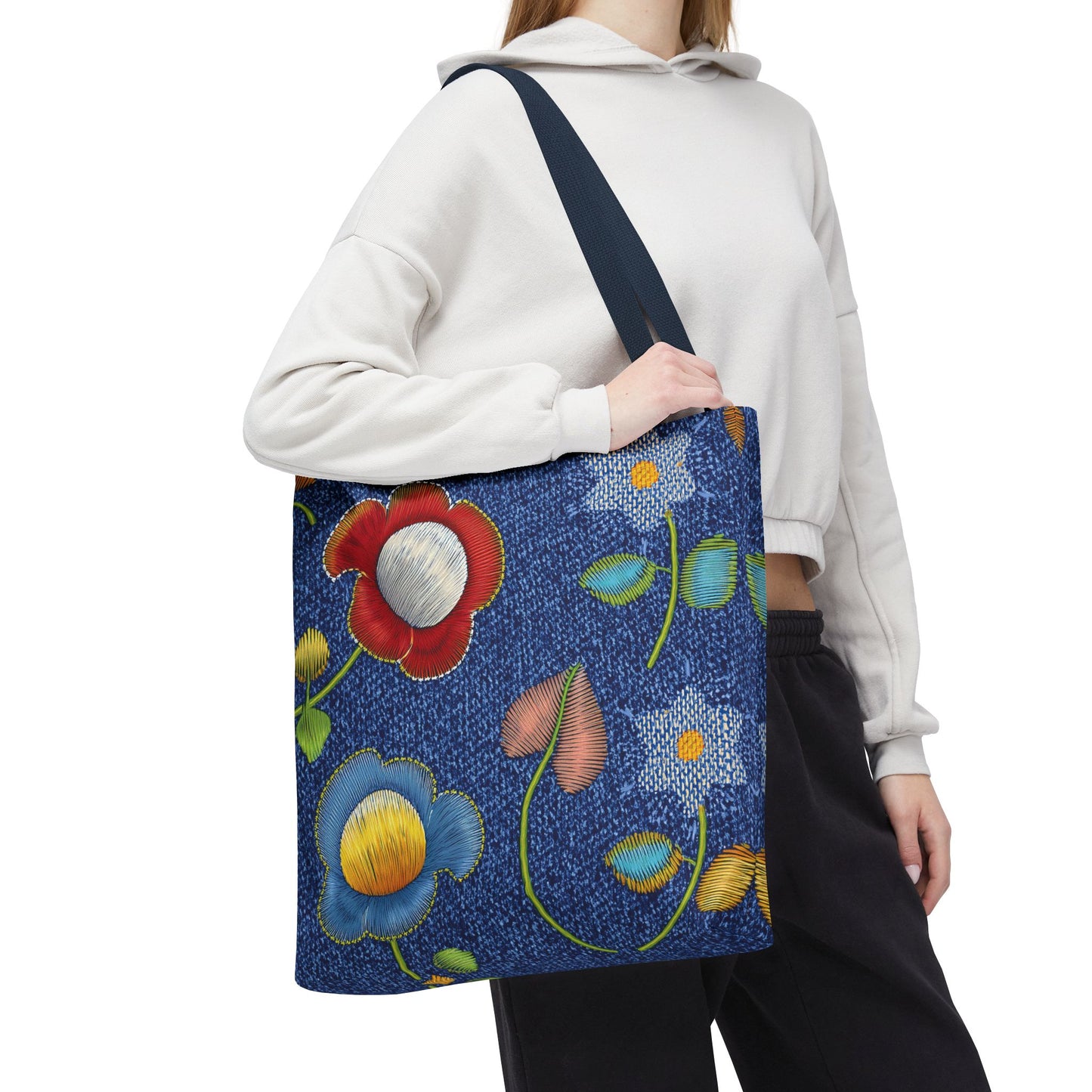 Denim Fabric Imitation Print Unisex Canvas Bag Poly Spun 3 Sizes Tote Bag 159-11