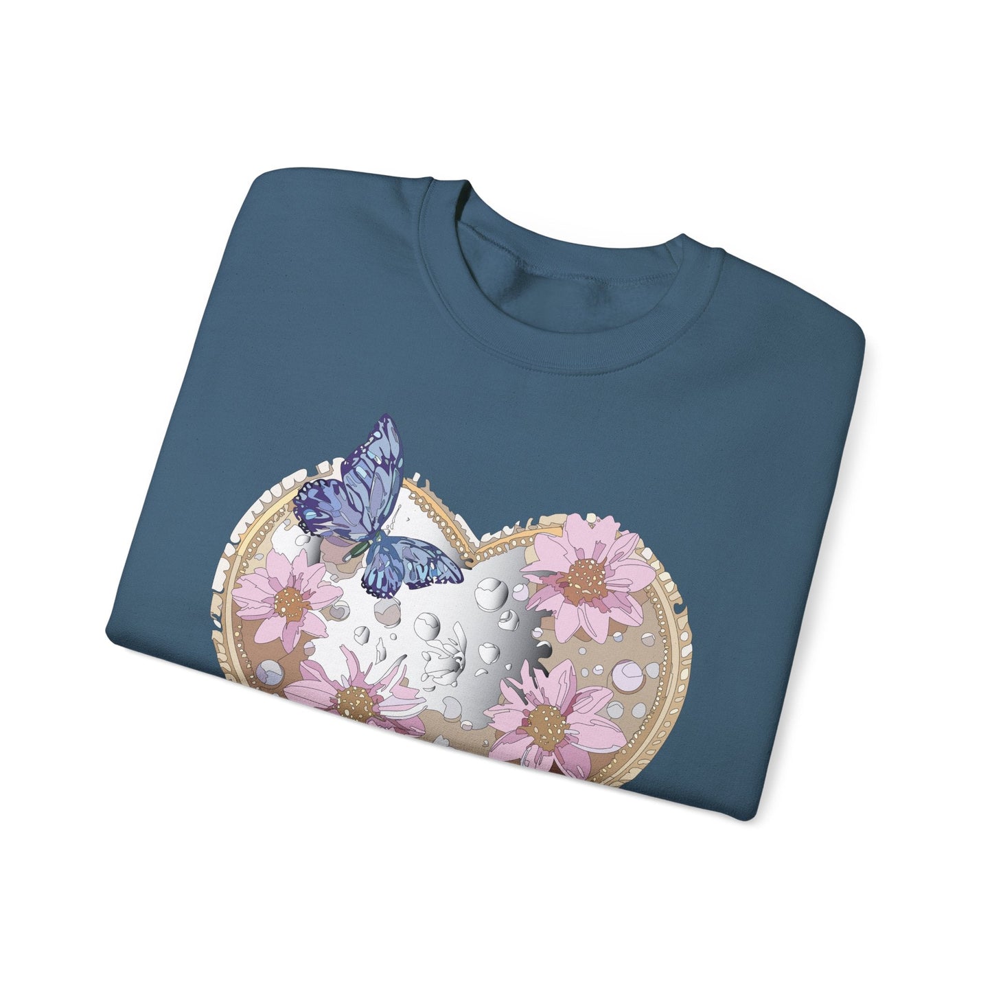 Floral Heart Love Sweatshirt For Valentines Day Unisex Heavy Blend Crewneck Sweatshirt
