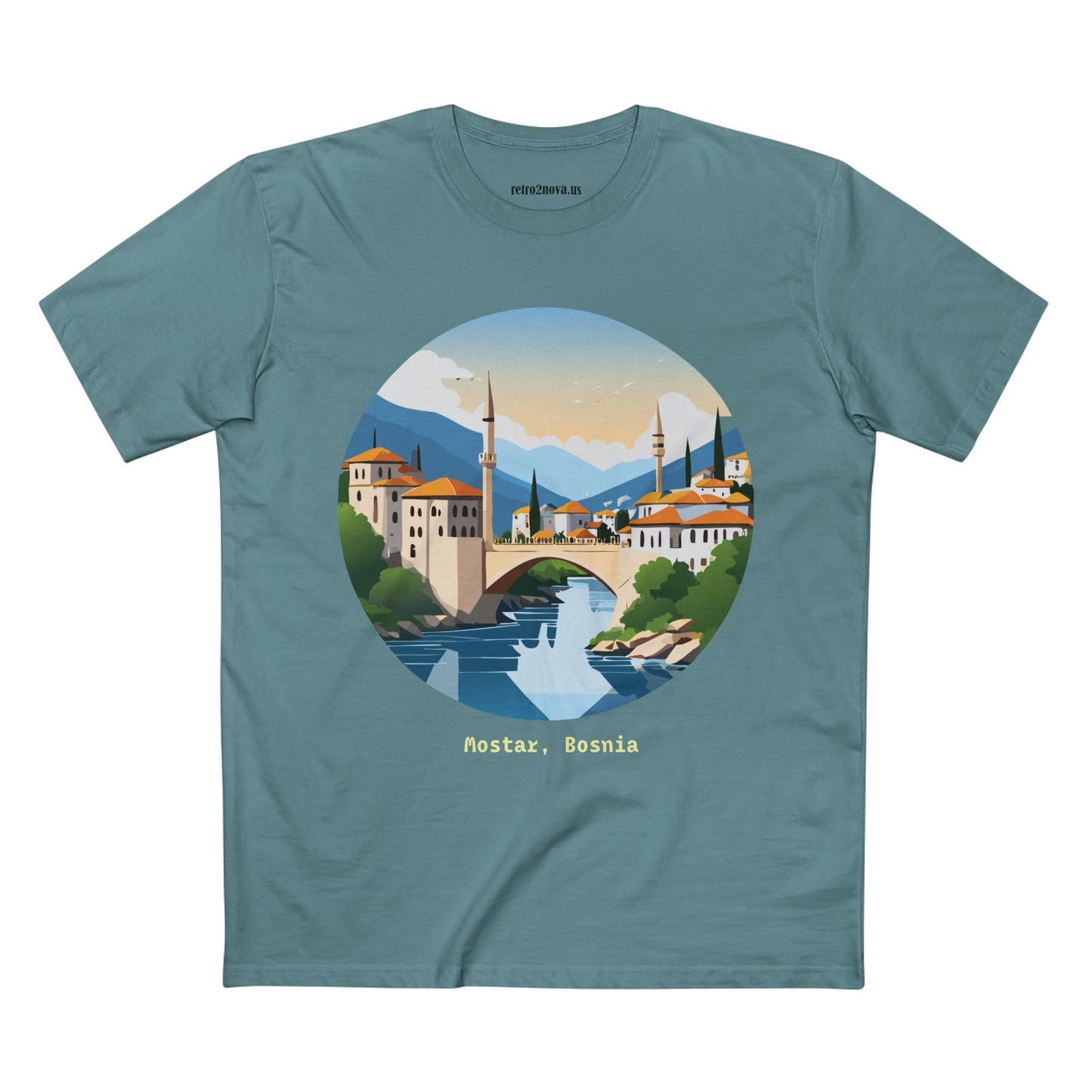 Unisex Travel Shirt Bosnia Edition Tee With Original Art Design By Retro2Nova Premium Cotton