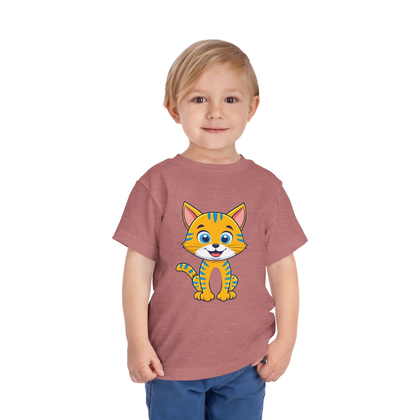 Bonita camiseta de manga corta para niños pequeños con gato: adorable camiseta con gráfico de gatito para niños (2 a 5 años)