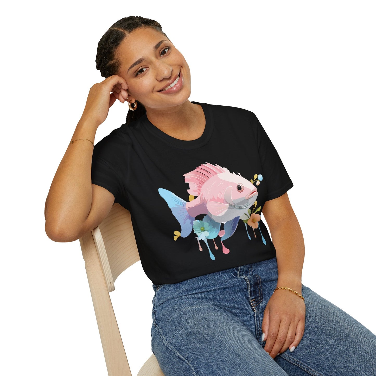Fish Art Design Shirt Unisex Graphic Tee With Fish Illustration Gildan Softstyle 64000