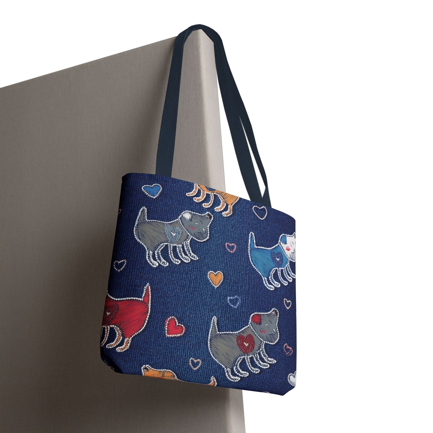 Love Day Graphic Design Denim Fabric Imitation Print Unisex Canvas Bag POLY 3 Sizes Tote Bag 201-13