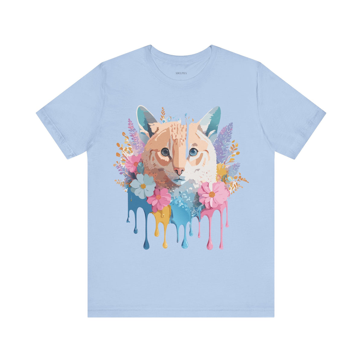 Cat Graphic Unisex Cotton Bella+Canvas Tee with Art Animal Design e204
