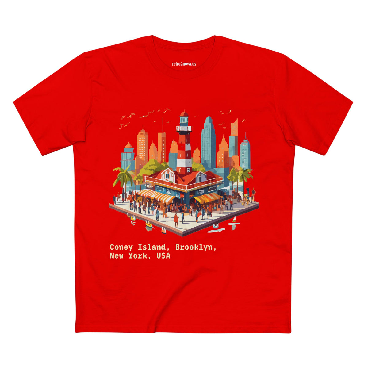Coney Island Brooklyn New York Tee | Cityscape Lighthouse Illustration