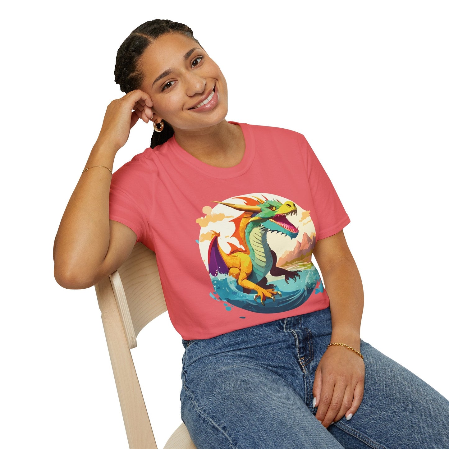 Dragon T Shirt Unisex Animal Print Dragon Shirt Gildan Softstyle Cotton Tee 64000