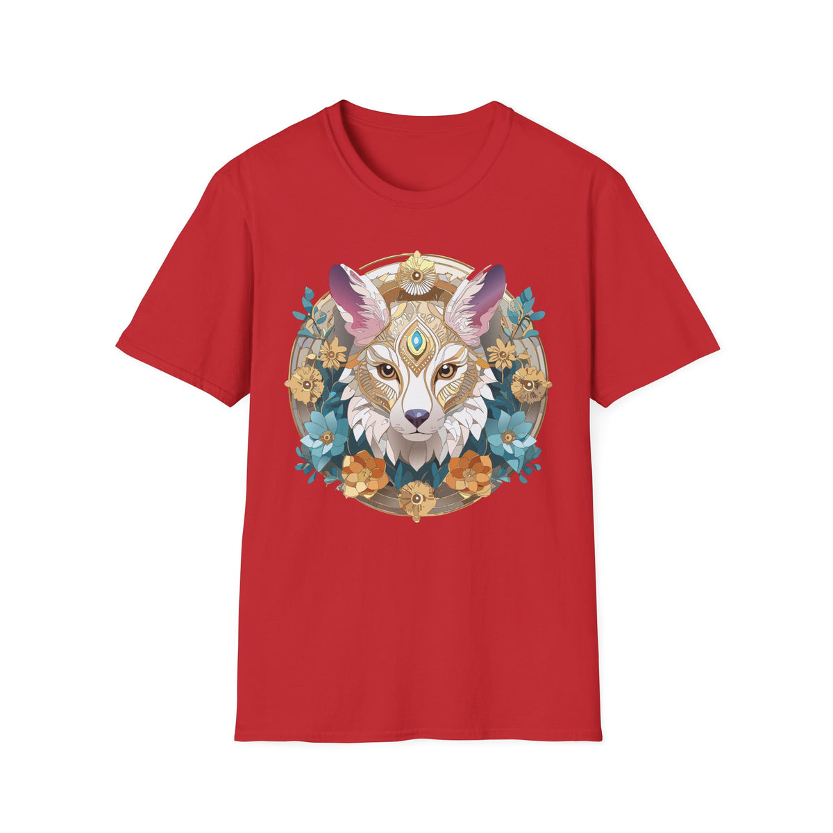 Mystic Fox Mandala T-Shirt | Floral Fox Portrait, Boho Animal Tee