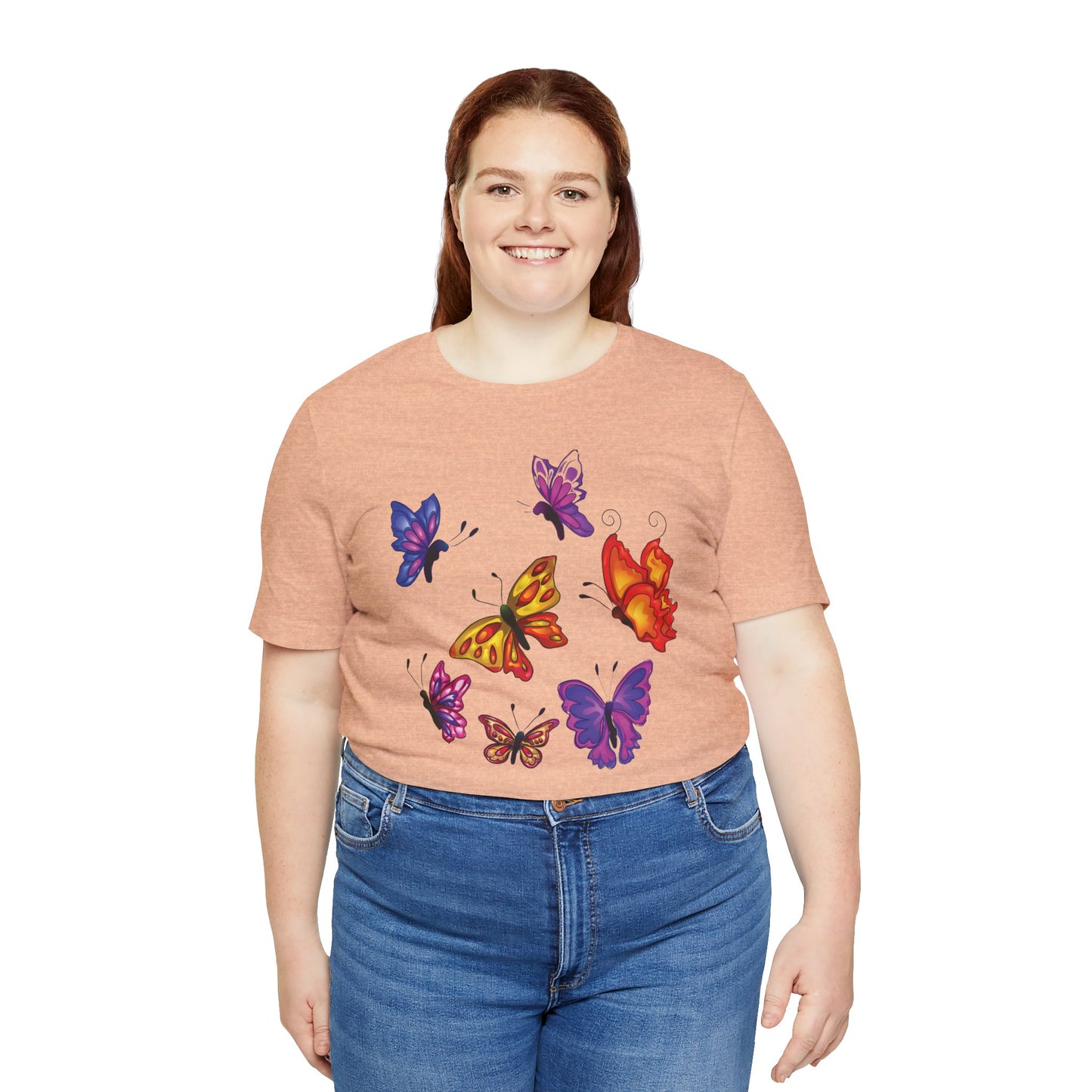 Cotton Tee Shirt with Butterfly Prints