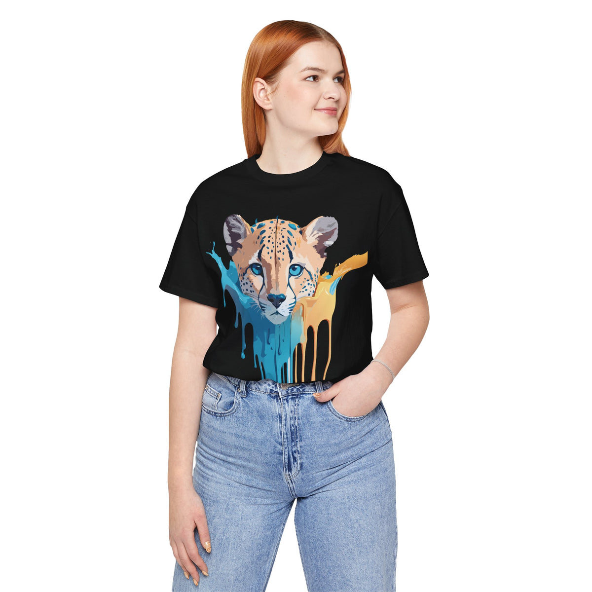 Cheetah Graphic Unisex Cotton Bella+Canvas Tee with Art Animal Design e2
