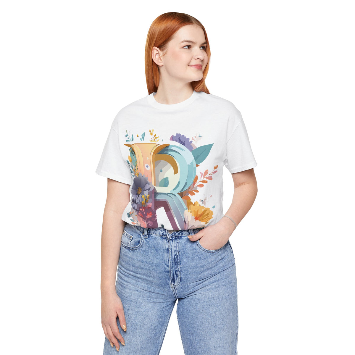 Letter R Graphic Unisex Cotton Bella+Canvas Tee with Art Letter Design