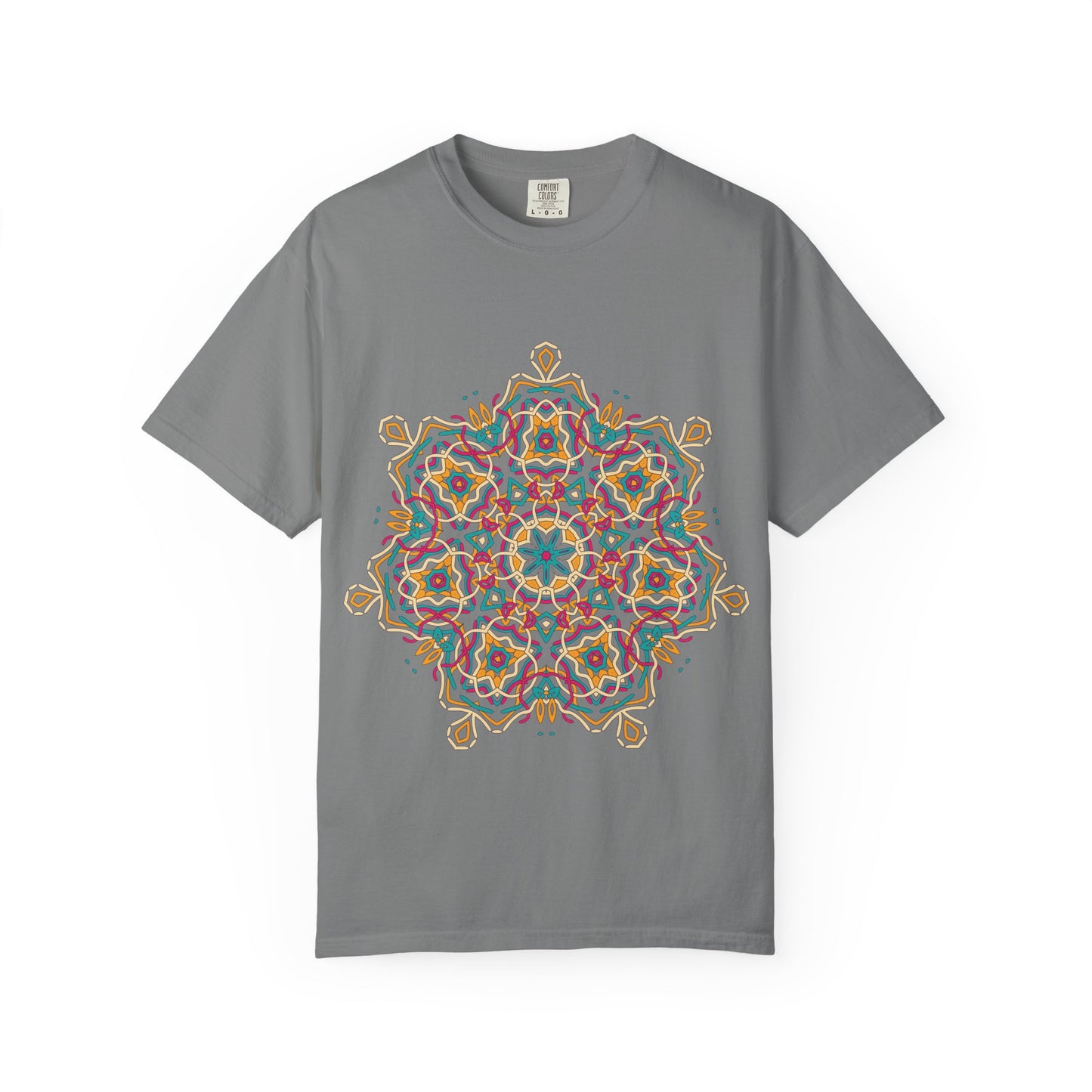 Unisex Garment Dyed Cotton T-Shirt with Mandala Graphic Design