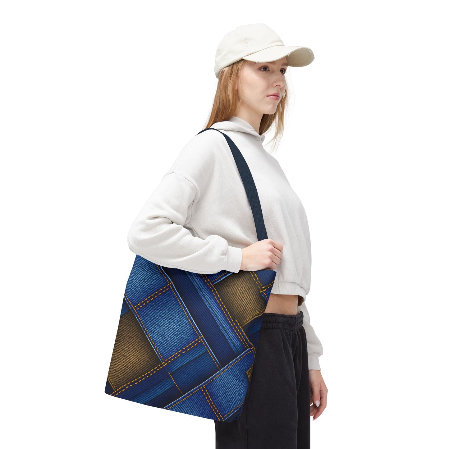Denim Fabric Imitation Print Unisex Canvas Bag Poly Spun 3 Sizes Tote Bag 147