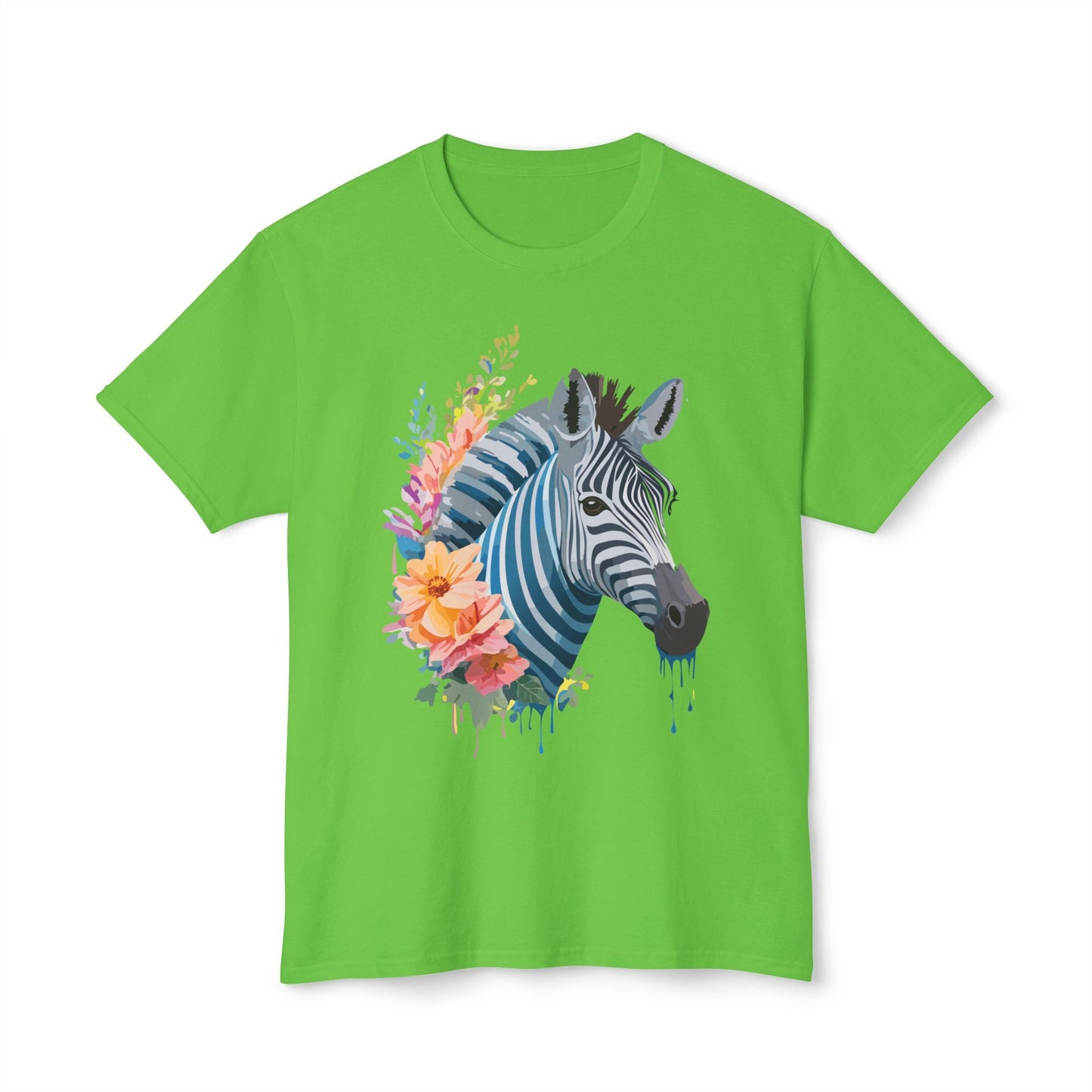 Unisex Zebra Art Print T Shirt 100 Percent Cotton Vintage Floral Design Tee Made In USA