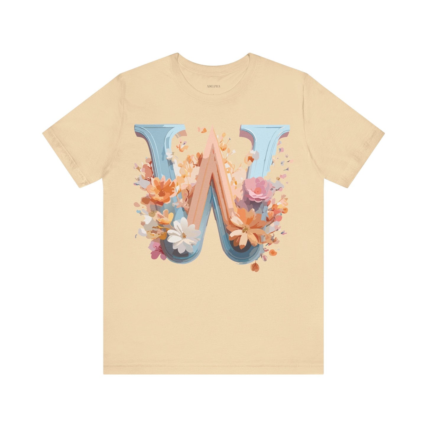 Letter W Shirt Unisex Graphic Tee Vintage Inspired Adelpha Art Design Short Sleeve