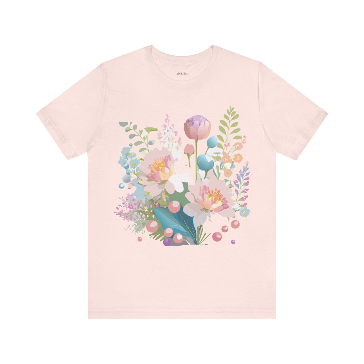 Floral Graphic Unisex Cotton Bella+Canvas Tee with Flowers Art Design n123