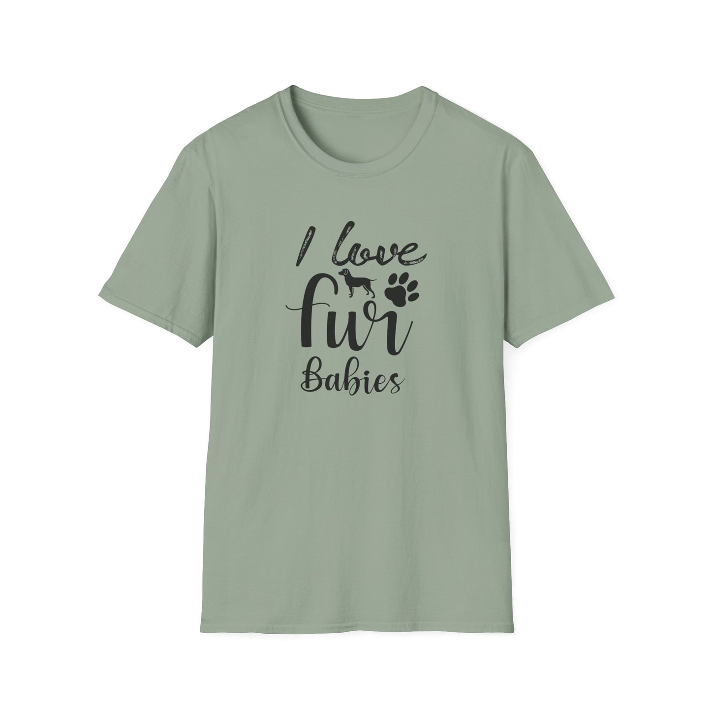 I Love Fur T-Shirt Dog & Cat Paw Graphic Tee for Pet Lovers Unisex Cotton T-Shirt Gildan Softstyle 64000 Tee