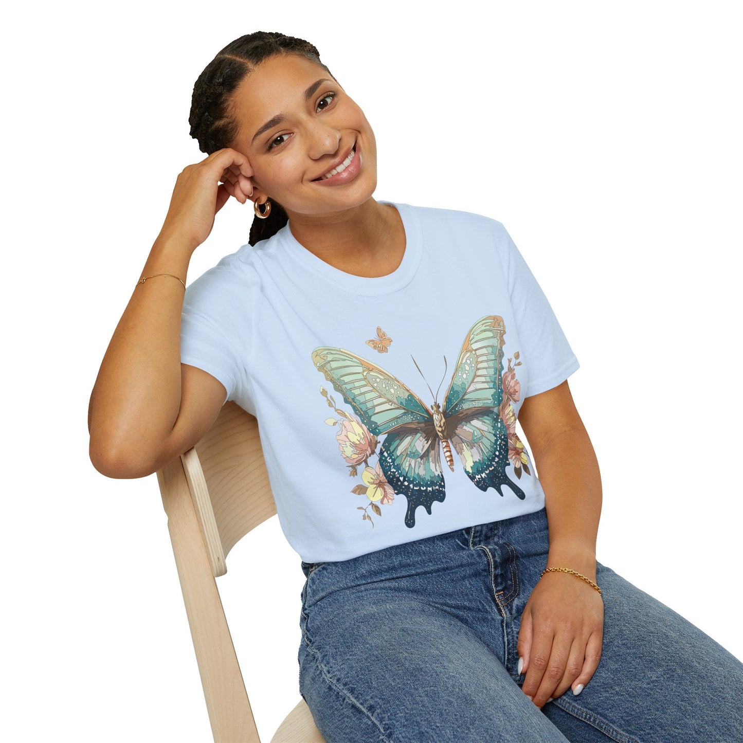 Butterfly Print Unisex T Shirt Monarch Design Softstyle 64000 Gildan Cotton Tee Quality