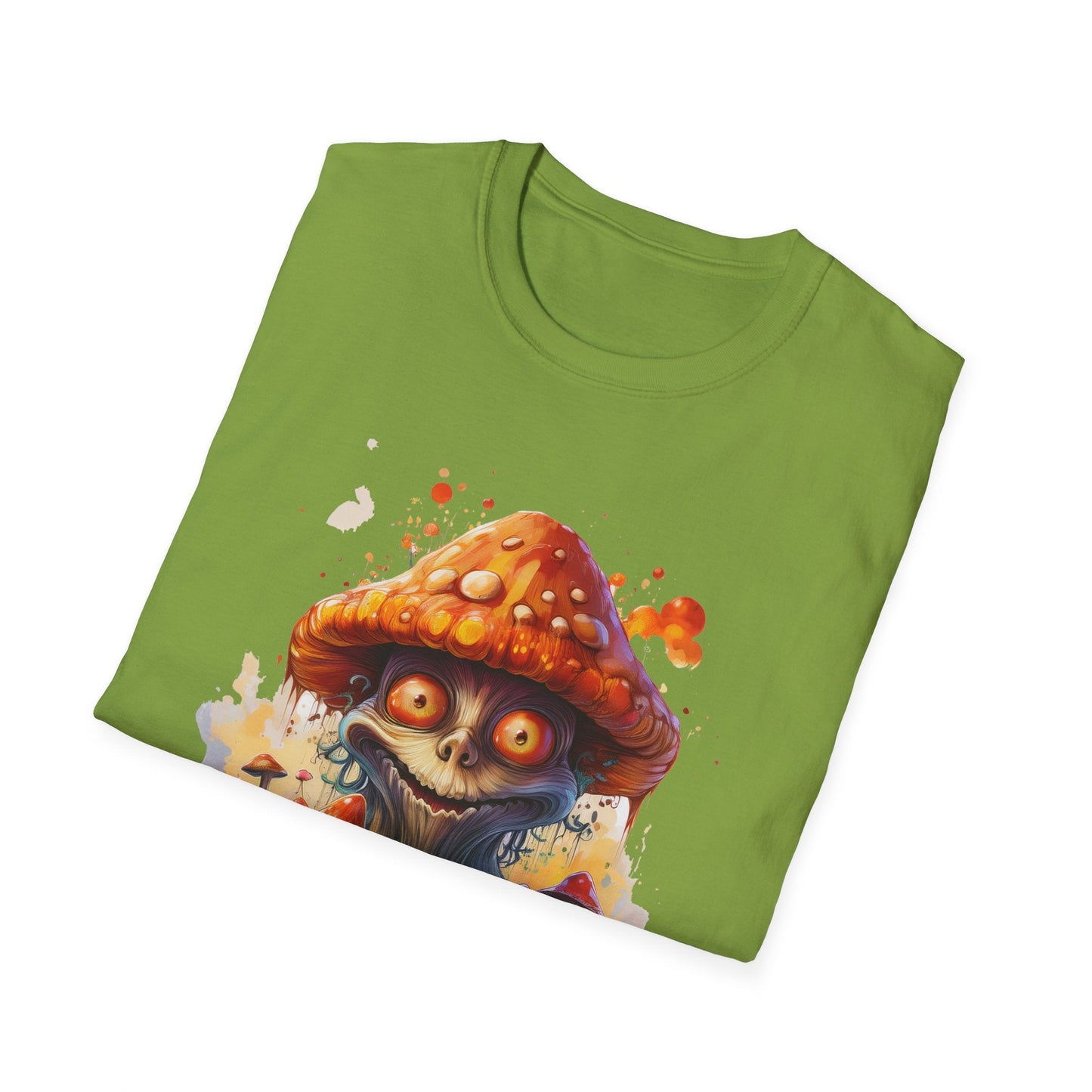 Funny Mashroom Tee Shirt Unisex Softstyle Cotton Art Design with Fungus Graphic Artwork Theme