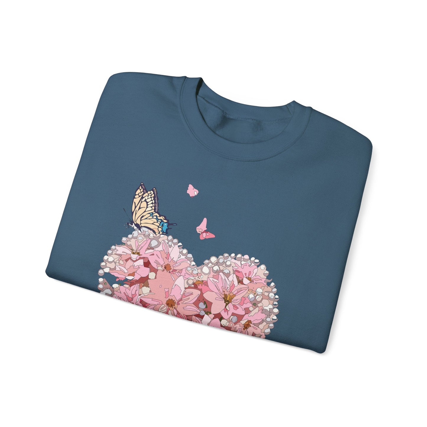 Unisex Floral Heart Sweatshirt with Love Floral Design for Valentines Day Gift Idea