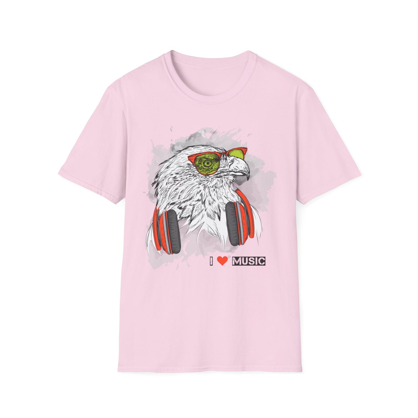Eagle with Headphones T-Shirt Unisex Cotton Short Sleeves I Music Graphic Tee