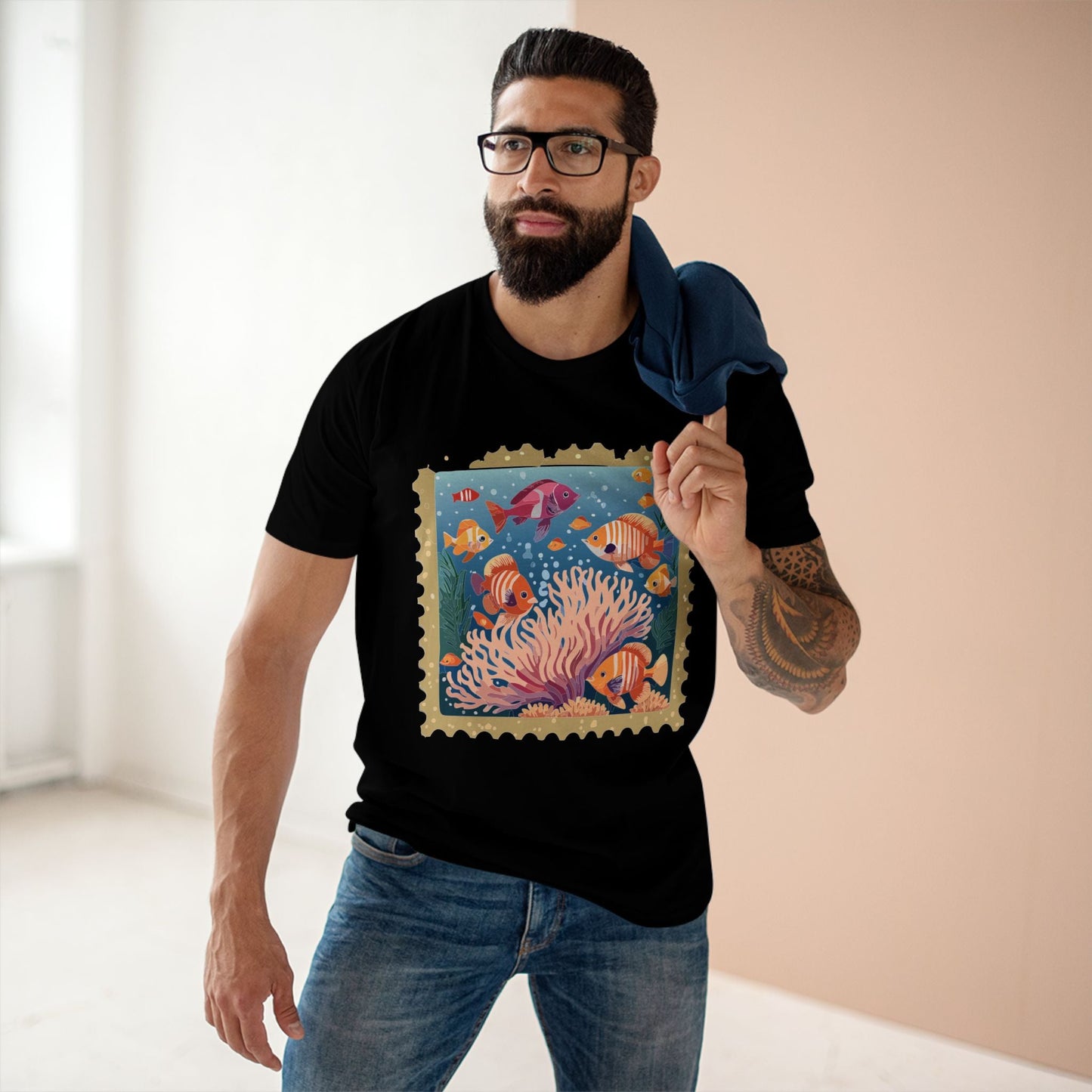 Postage Stamp Shirt Unisex Tee Art Design Premium Cotton Staple Shirt PS19 Limited Edition