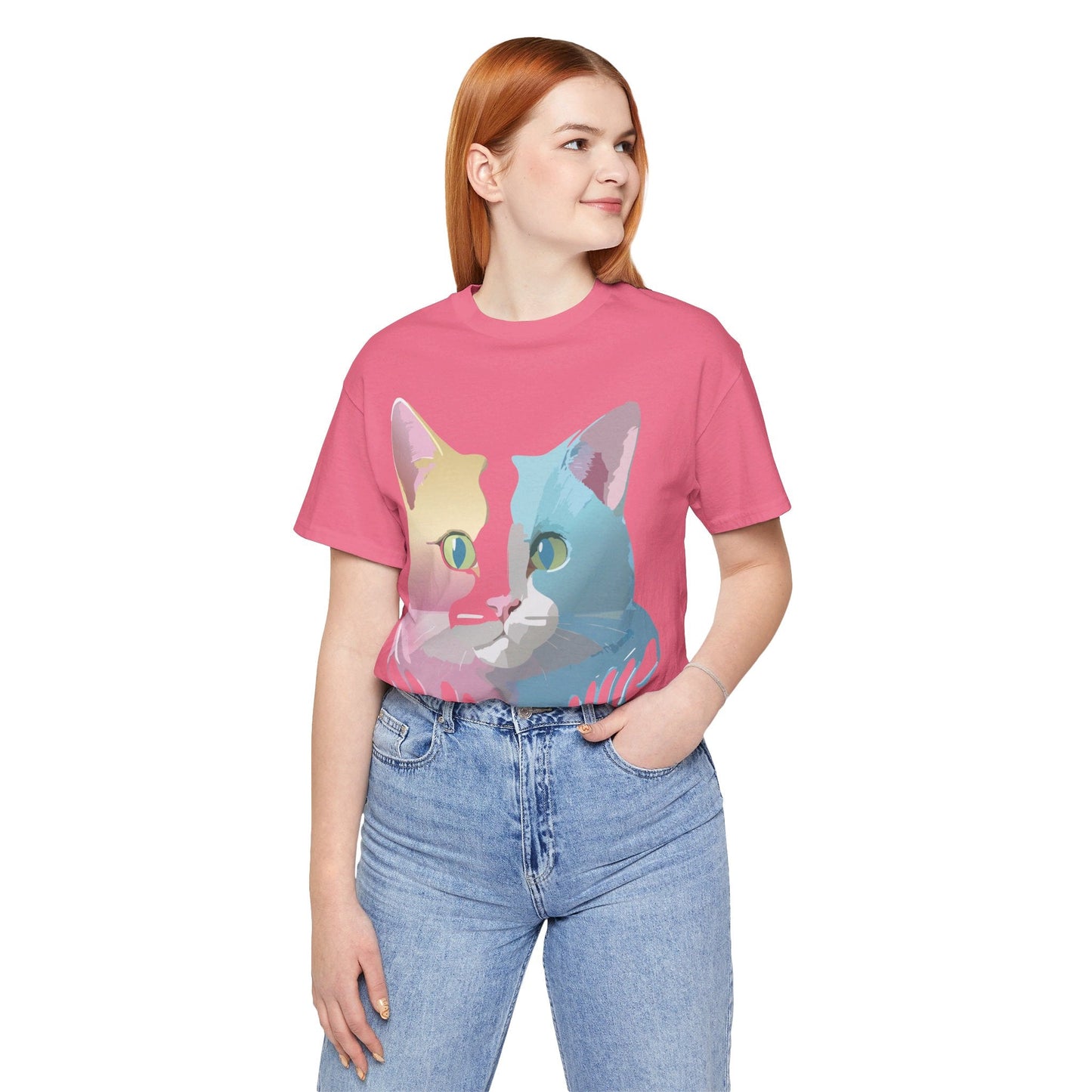 Cat Graphic Tee Unisex Short Sleeve Shirt Vintage Style Adelpha