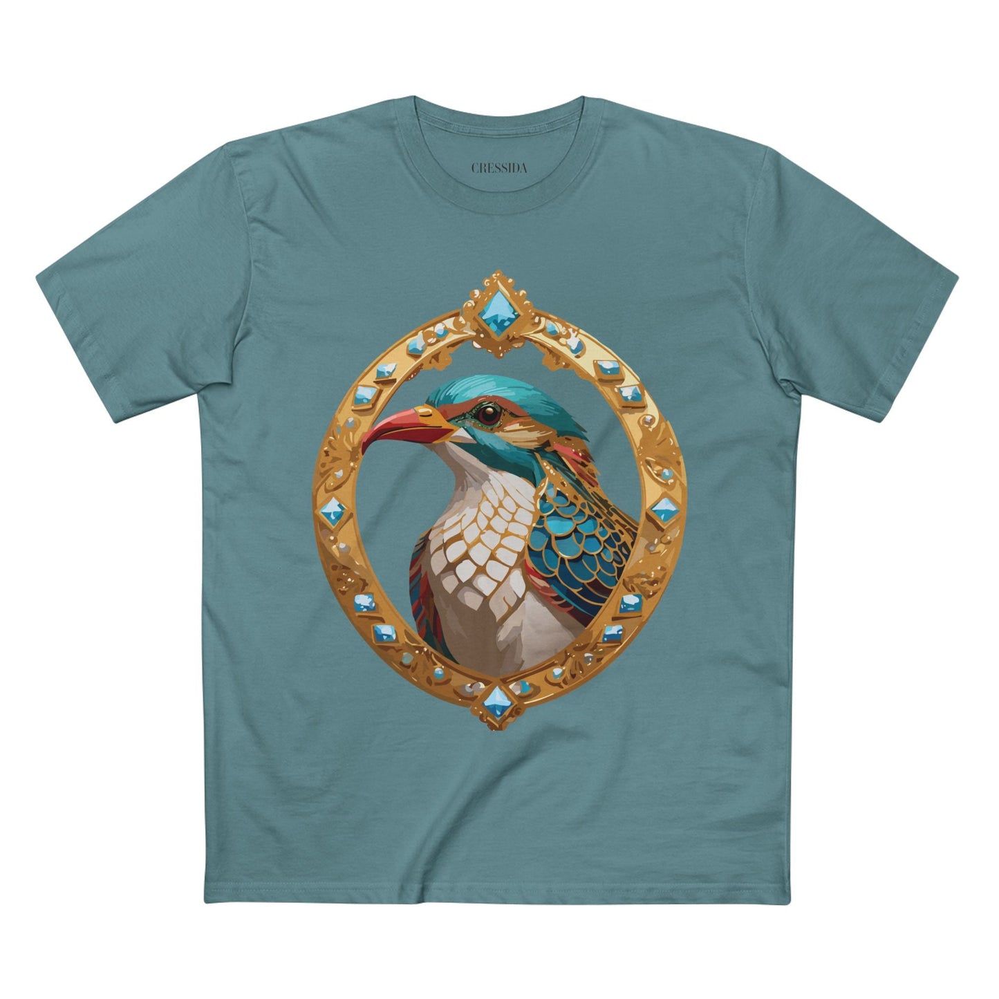 Bird Graphic Unisex 100 Cotton Tee With Unique Animal Golden Medallion Art Design 22