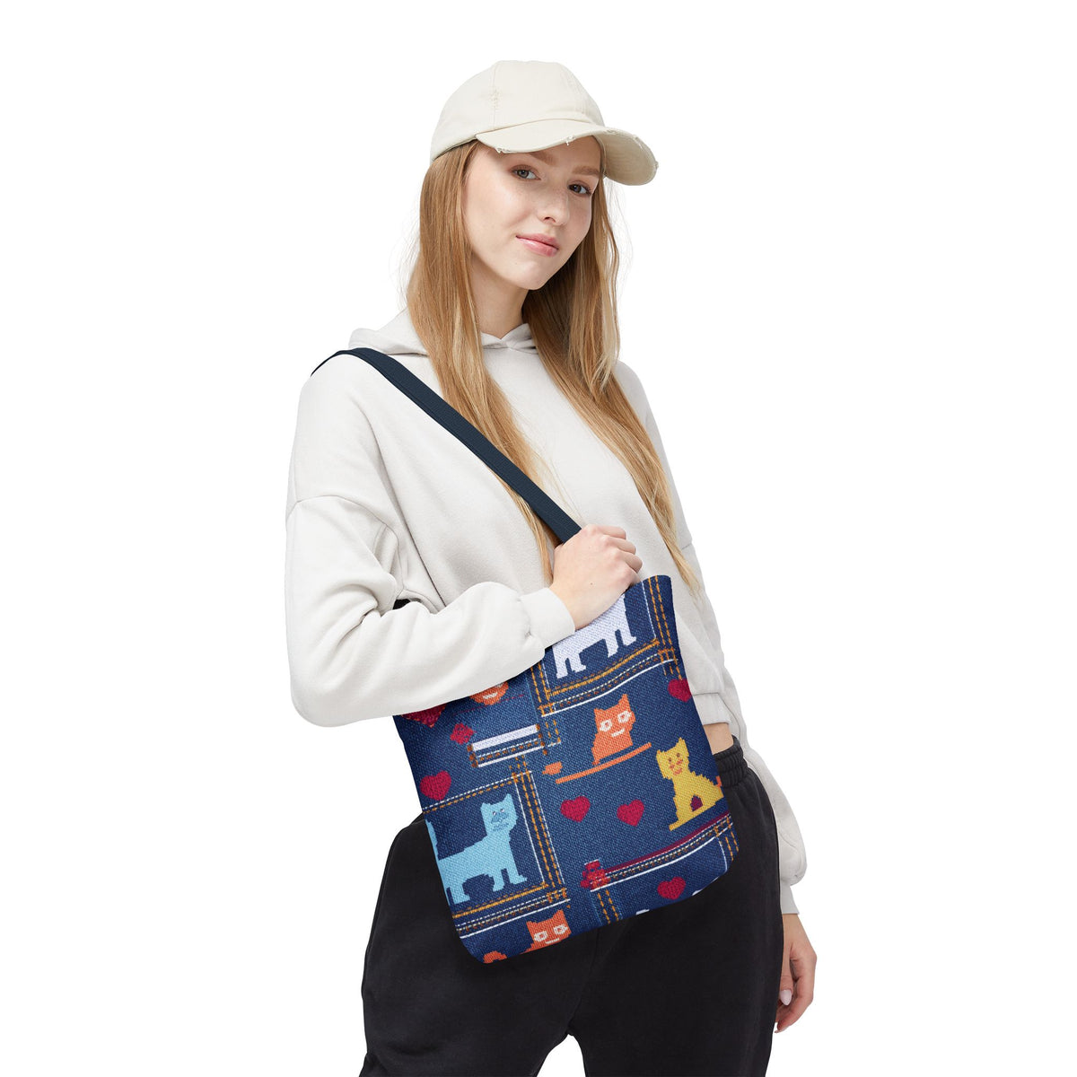 Love Day Graphic Design Denim Fabric Imitation Print Unisex Canvas Bag POLY 3 Sizes Tote Bag 201-10