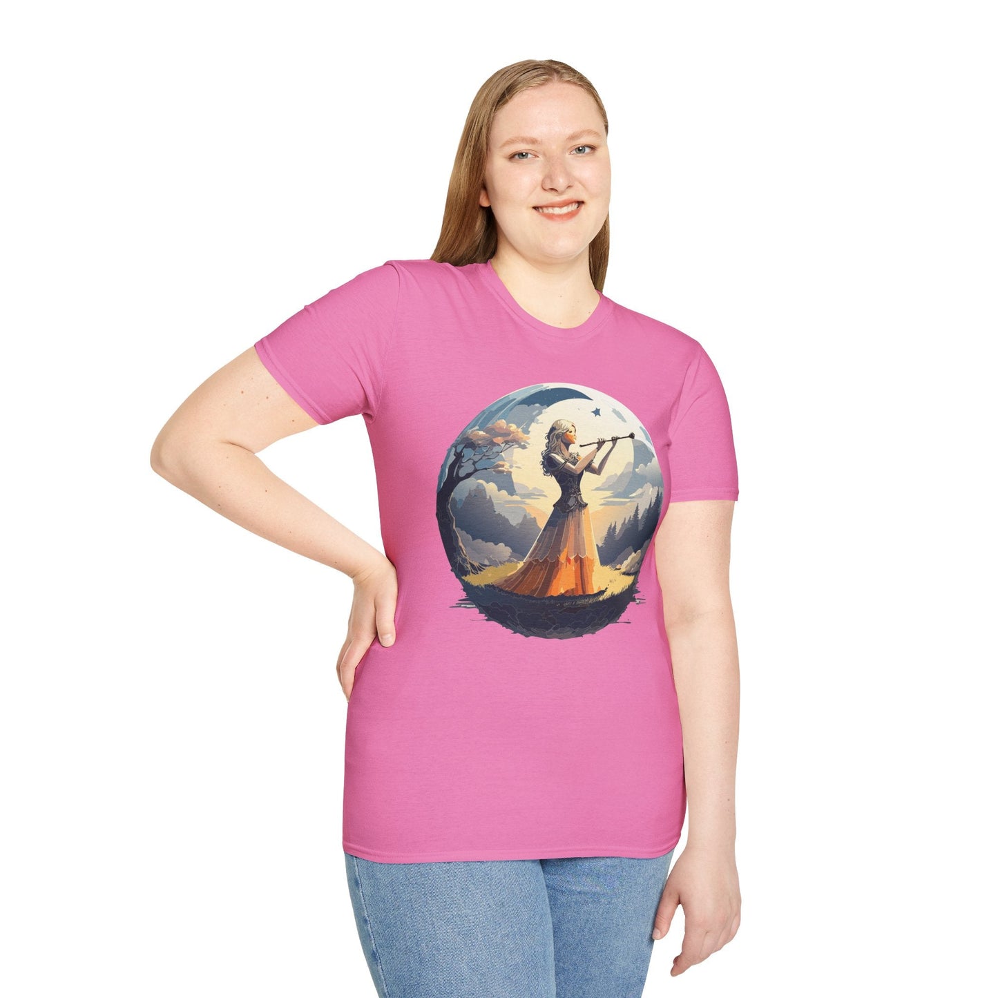 Unisex Softstyle Graphic T Shirt 100 Percent Ring Spun Cotton Art Design Tee For Women